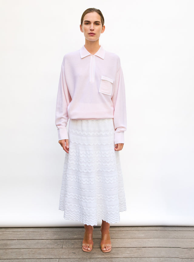 Knit shirt with band-trimmed collar - Image principale