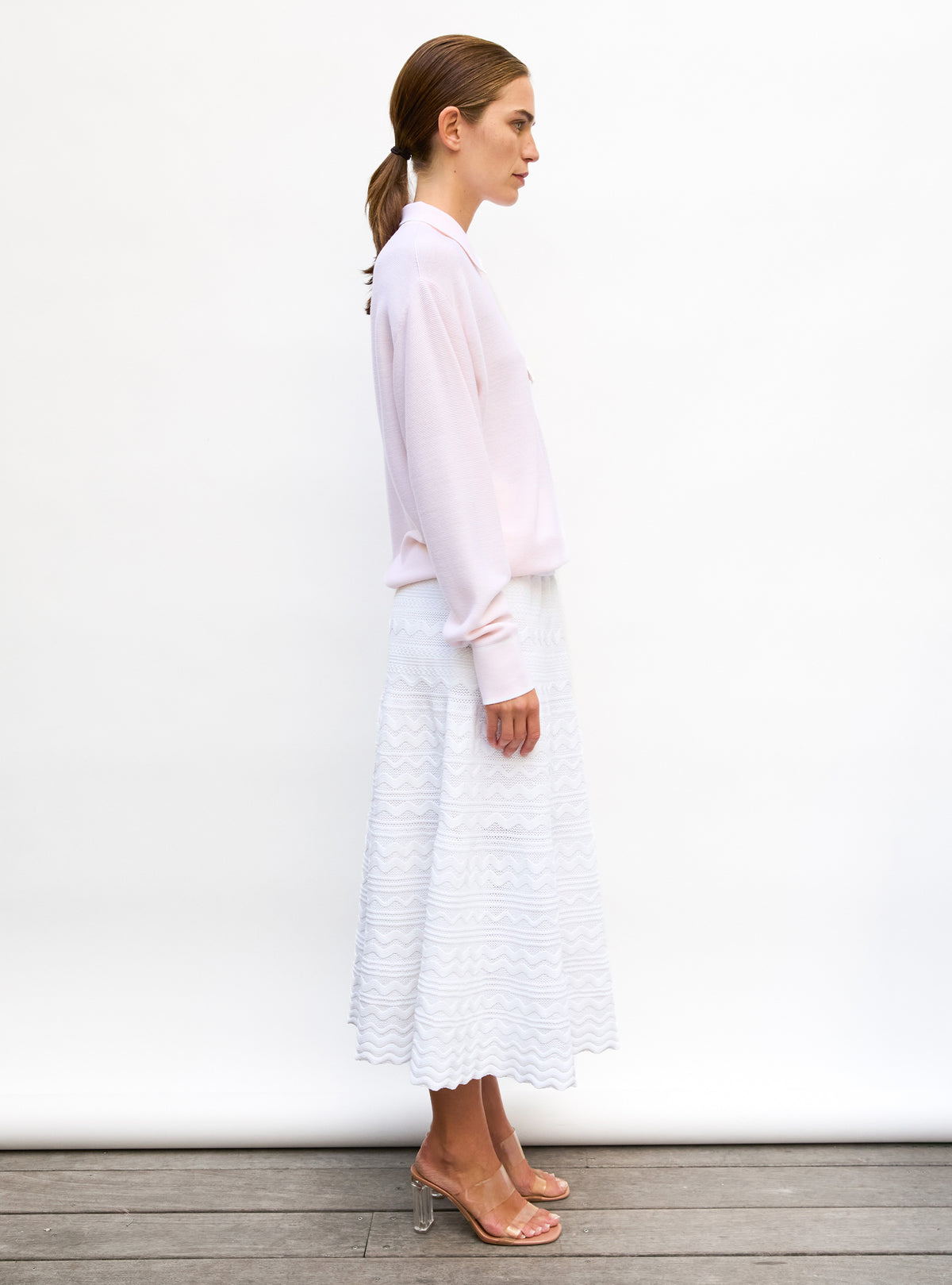Chemise maille col gansé petale milk - Chemise de luxe
