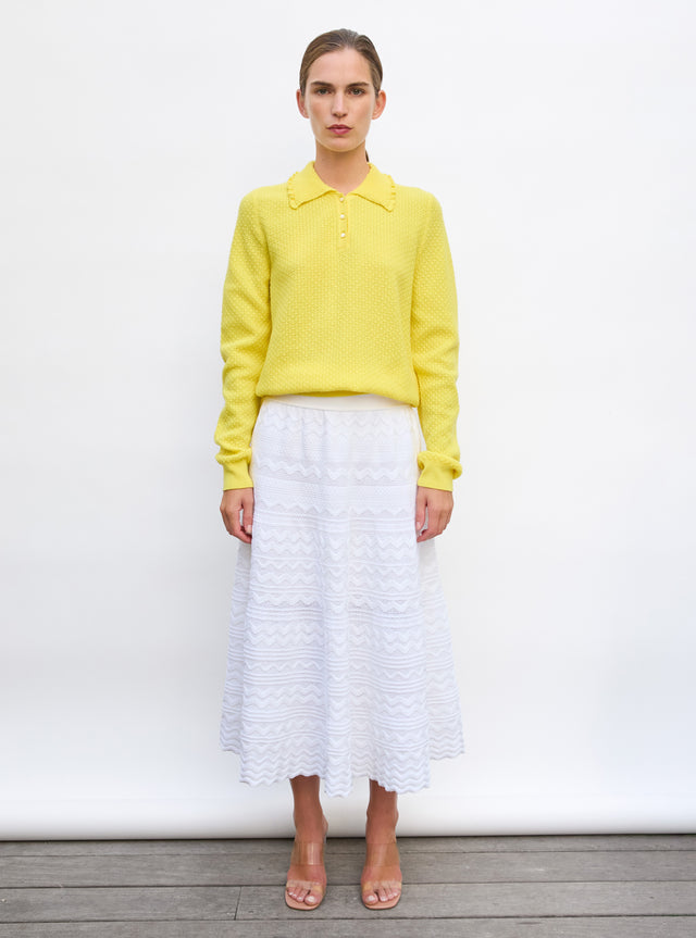 Fine knit top with a flounced collar - Image principale