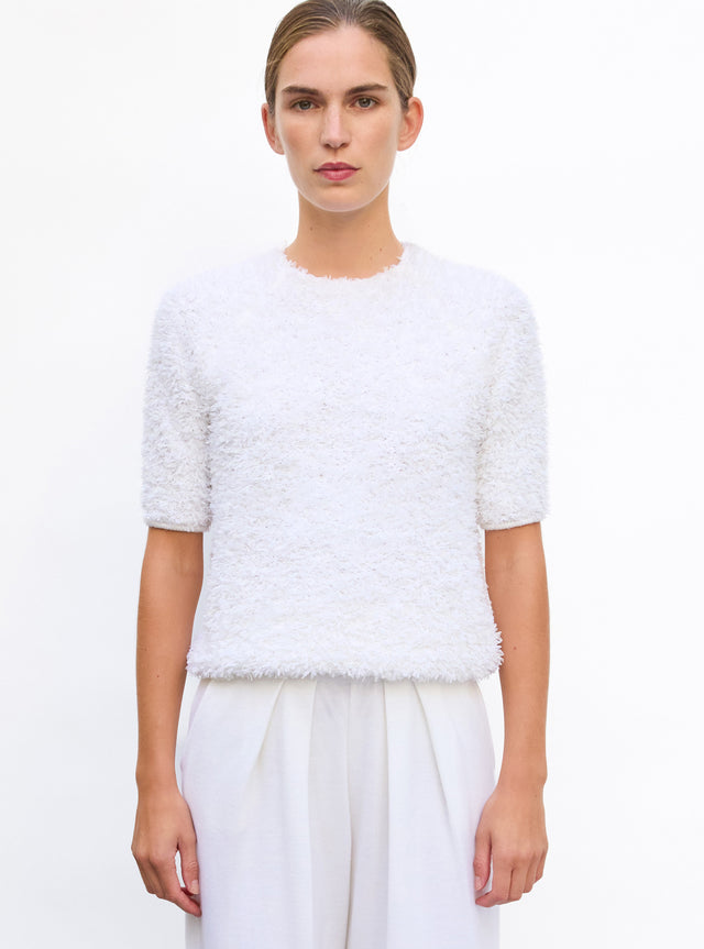 Dotted swiss top with elbow-length sleeves - Image principale