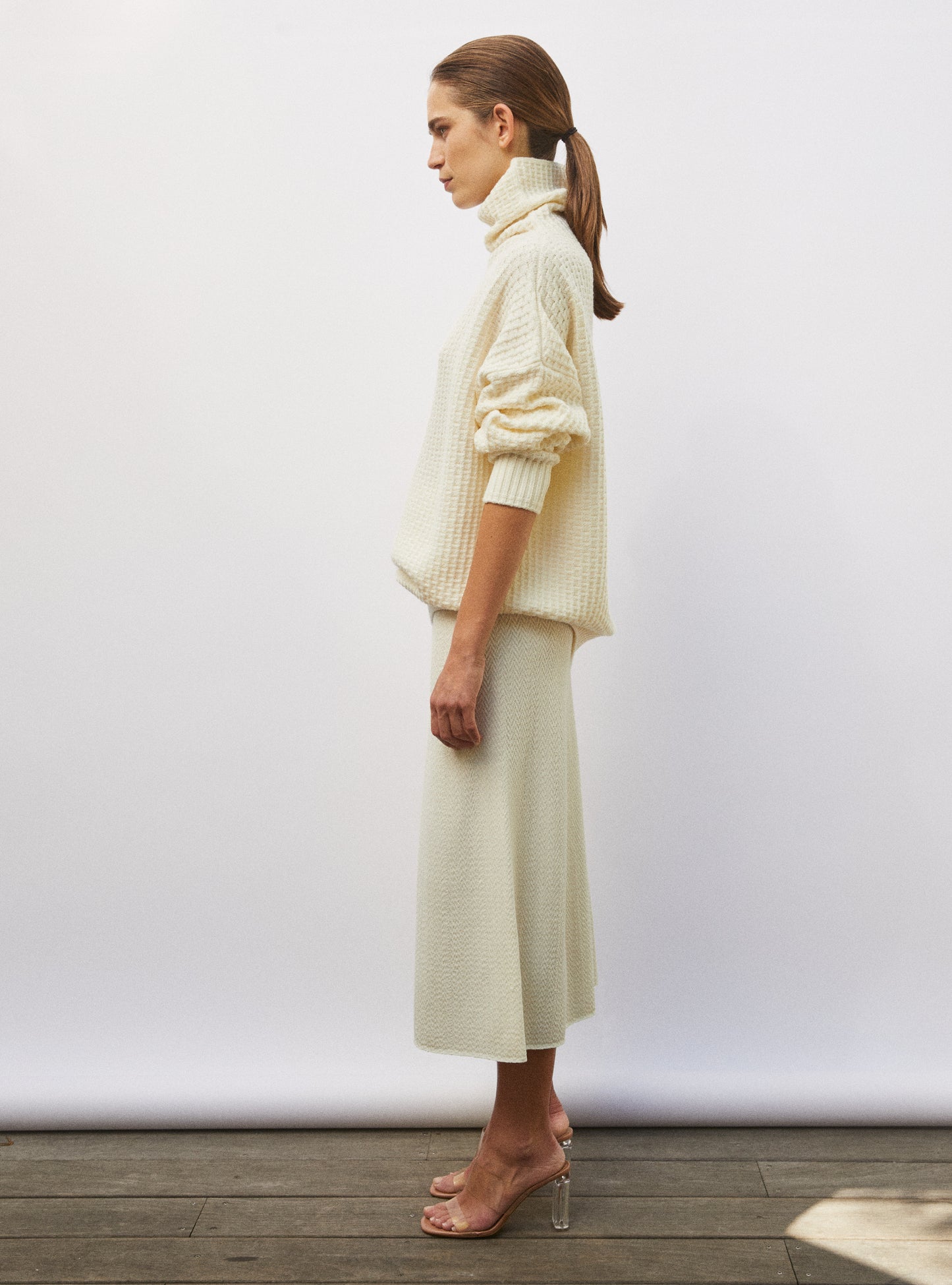 Pull ample maille gaufrée naturel - Pull de luxe