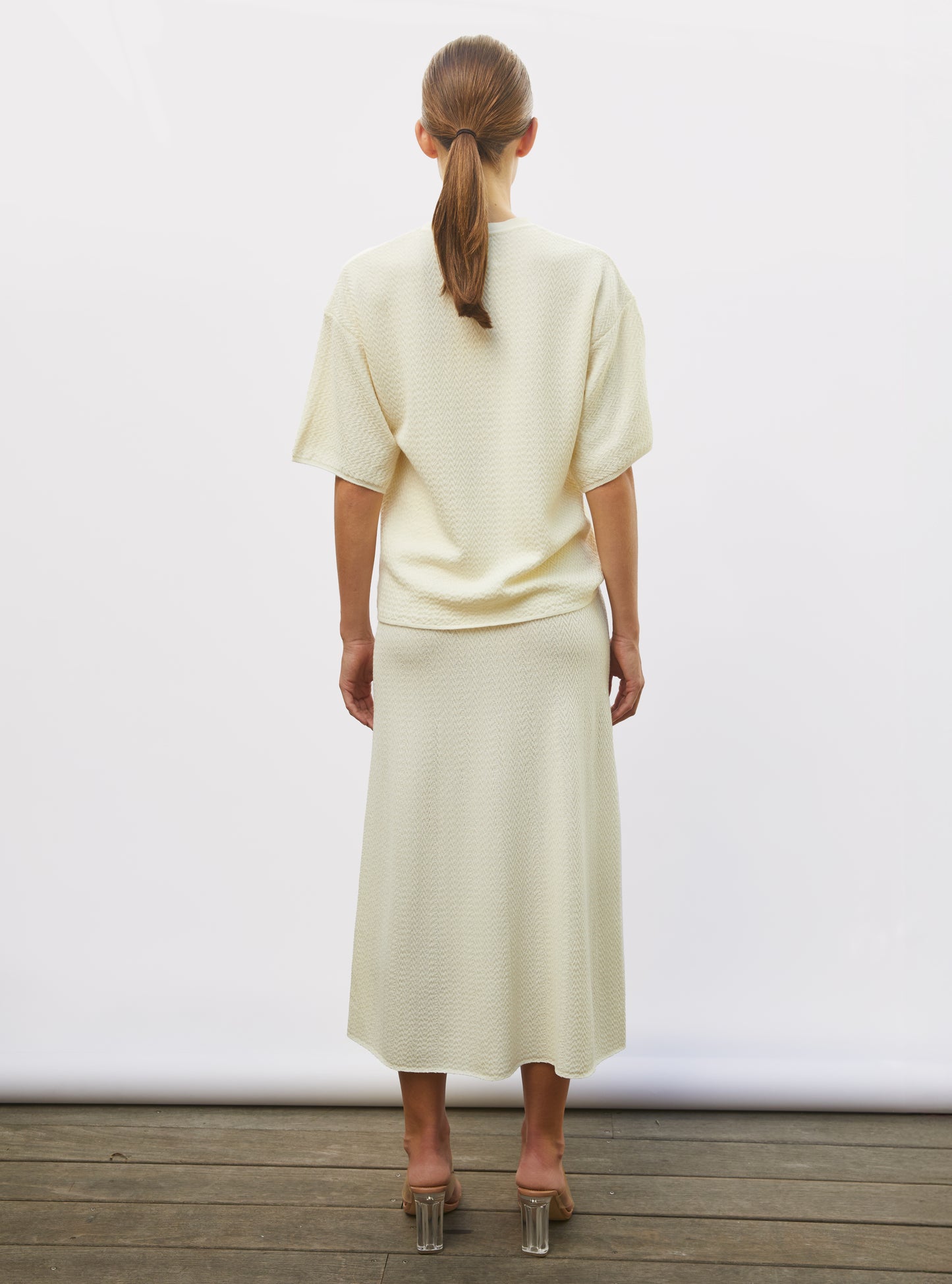 Jupe fendue maille chevron naturel - Jupe de luxe