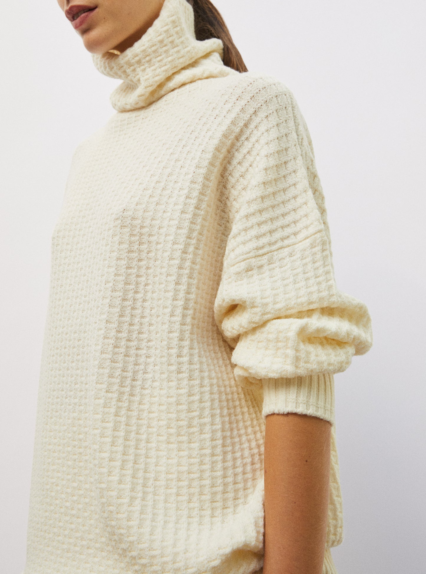 Pull ample maille gaufrée naturel - Molli