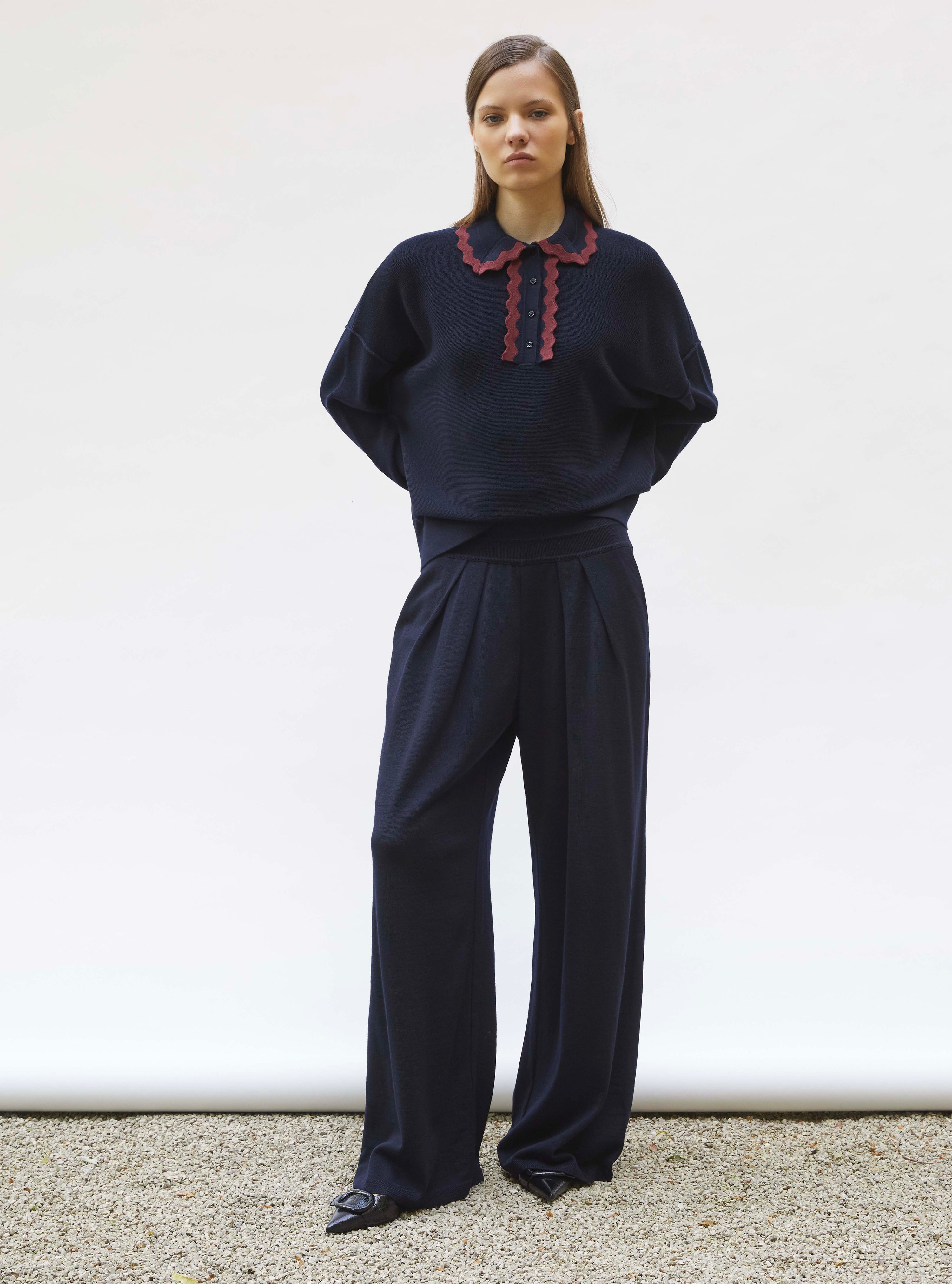 Pantalons de luxe femme - Pantalon fluide en maille