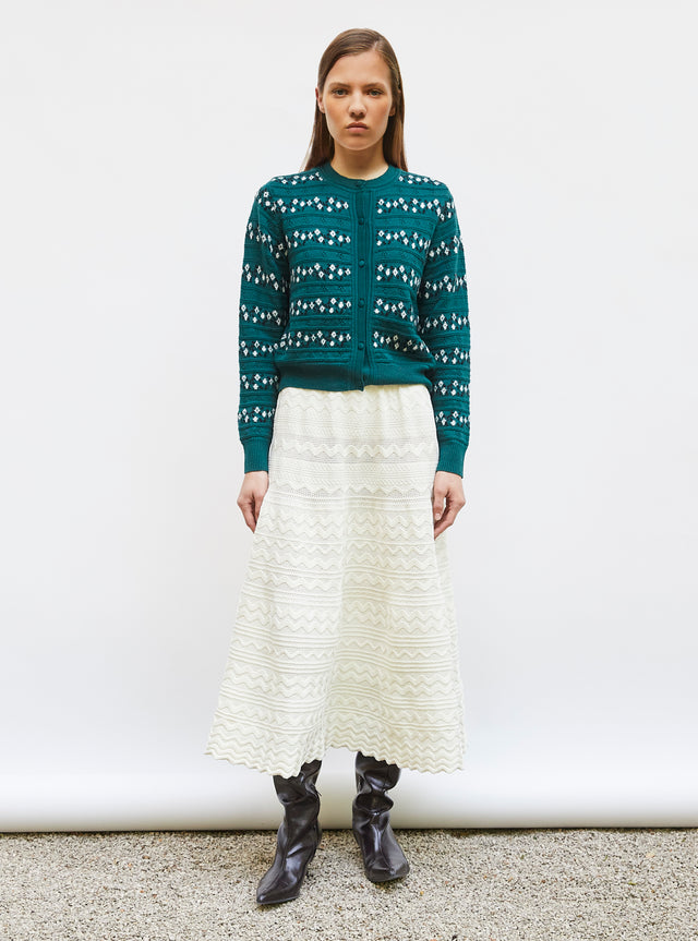 Cardigan jacquard fleurs - Image principale