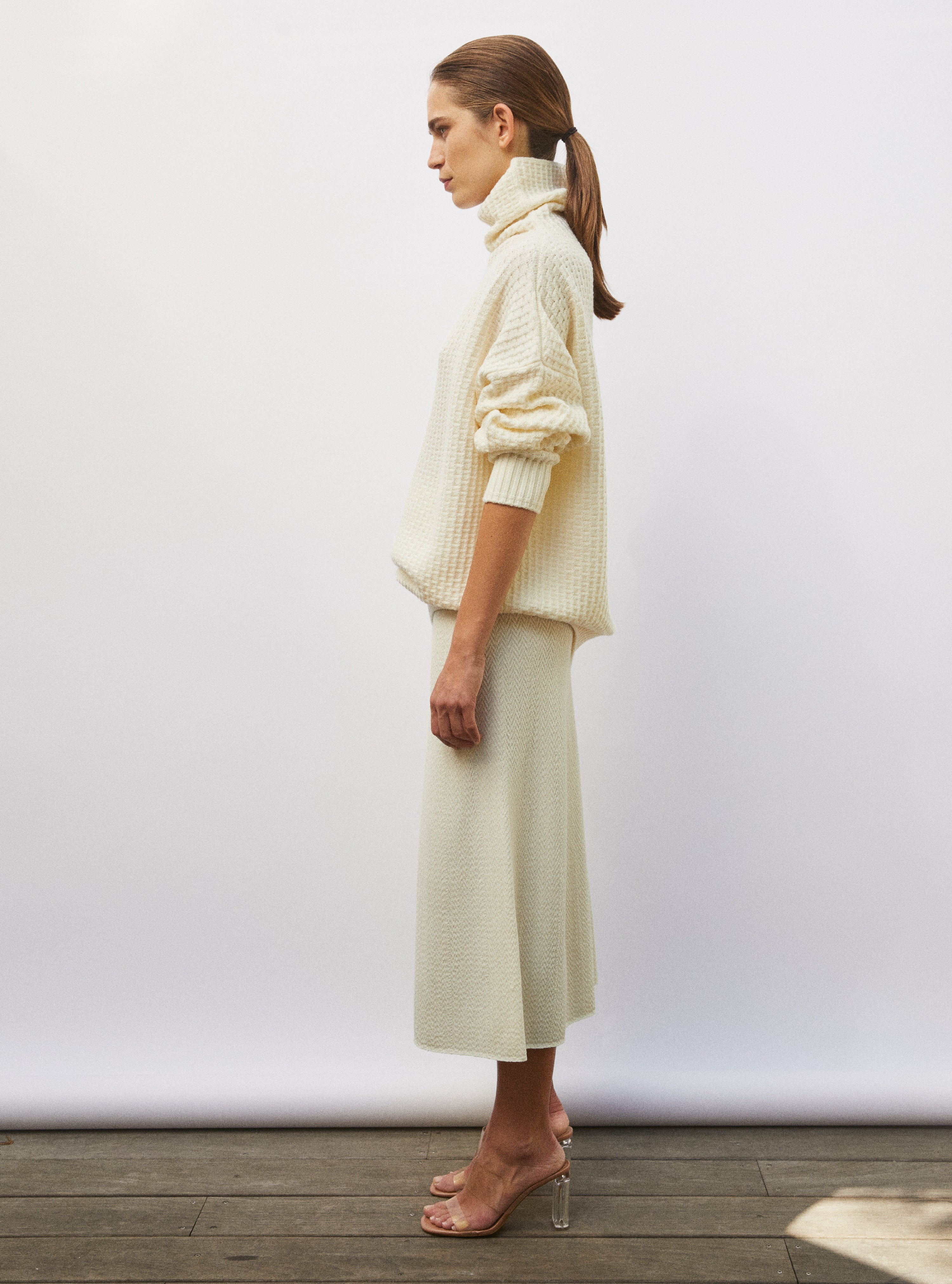 Pull ample maille gaufrée naturel - Pull de luxe