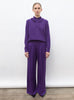 Pantalon fluide maille violet profond - Vêtement en maille de luxe Molli