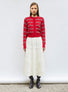 Cardigans de luxe femme - Cardigan jacquard fleurs Rouge garance