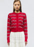 Cardigan jacquard fleurs Rouge garance - Vêtement en maille de luxe Molli