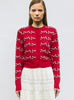 Cardigan jacquard fleurs Rouge garance - Vêtement en maille de luxe Molli
