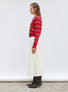 Cardigan jacquard fleurs Rouge garance - Cardigans de luxe