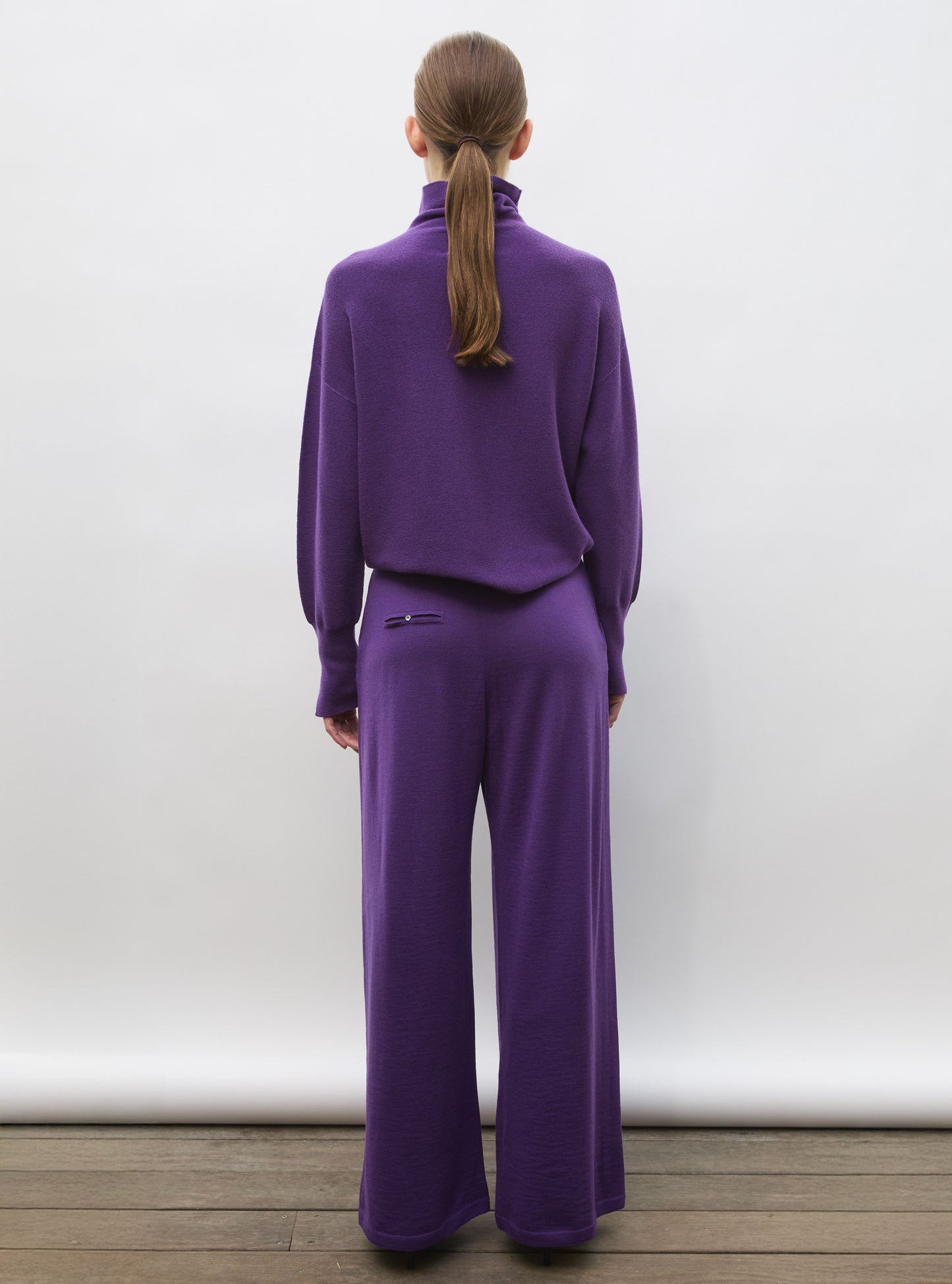 Pull de luxe femme - Pull fin col montant violet profond
