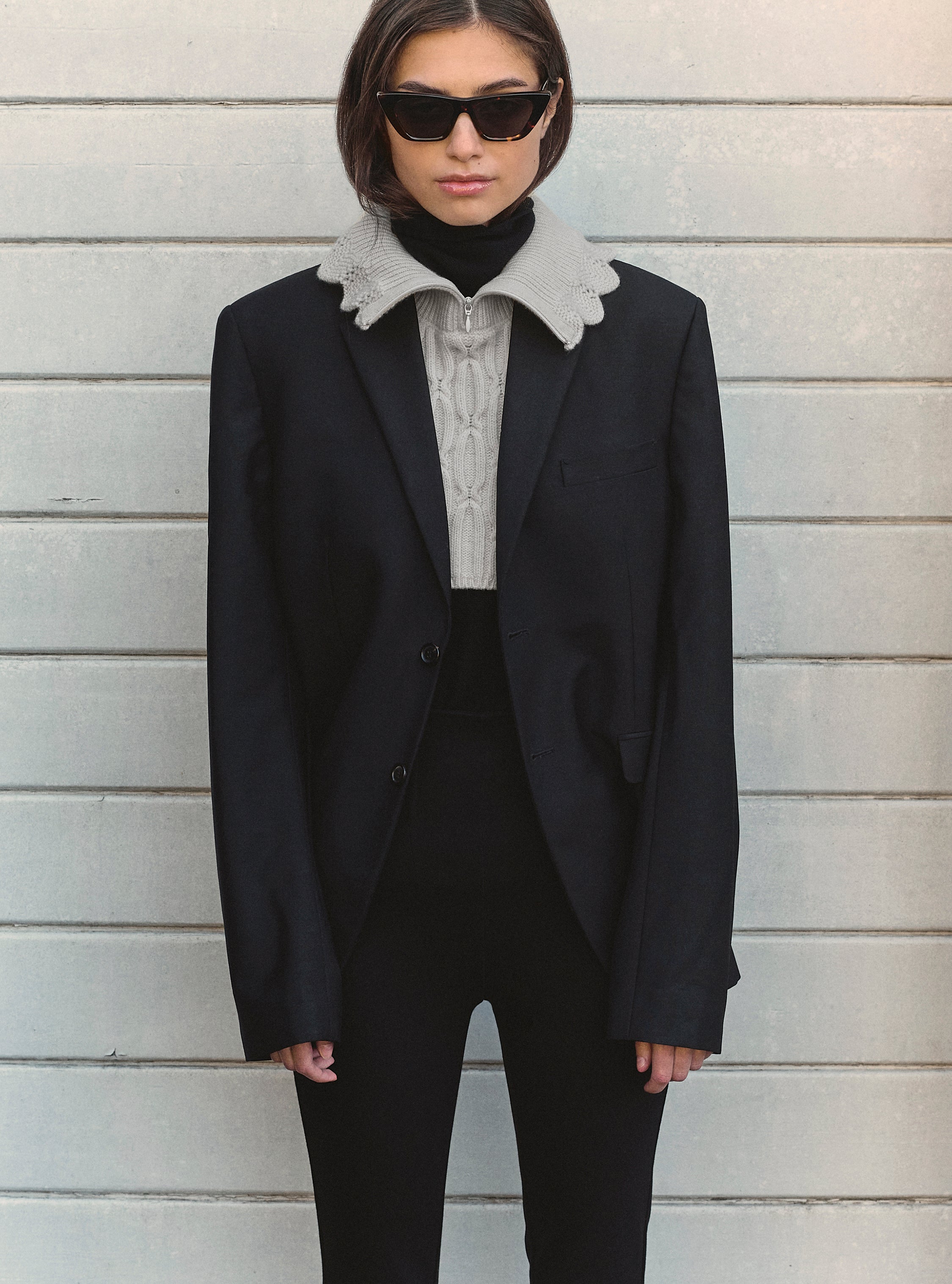 Zip-collar knit dickie Mouse grey | Molli