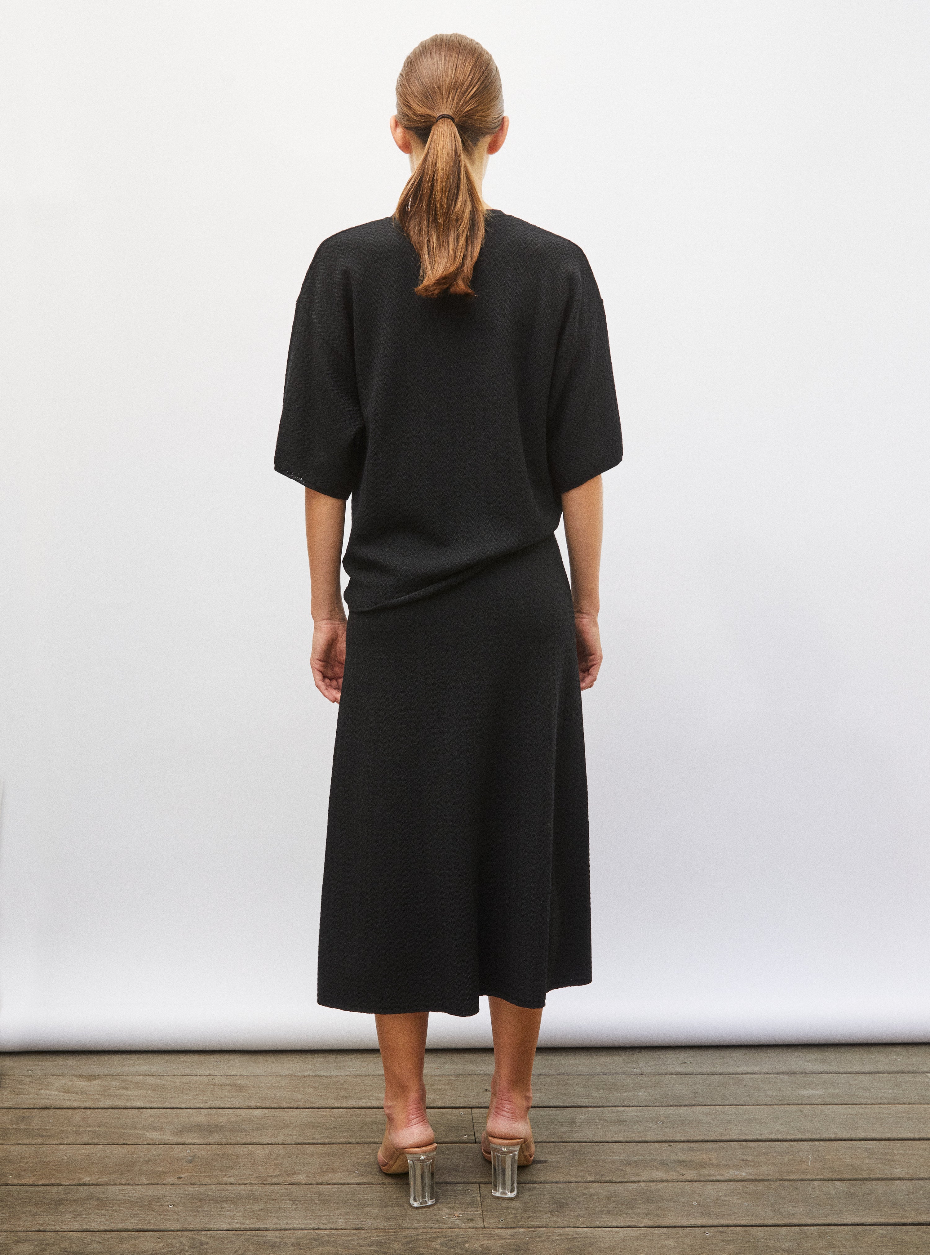 Top fin maille chevron molli noir profond - Vêtement de luxe femme