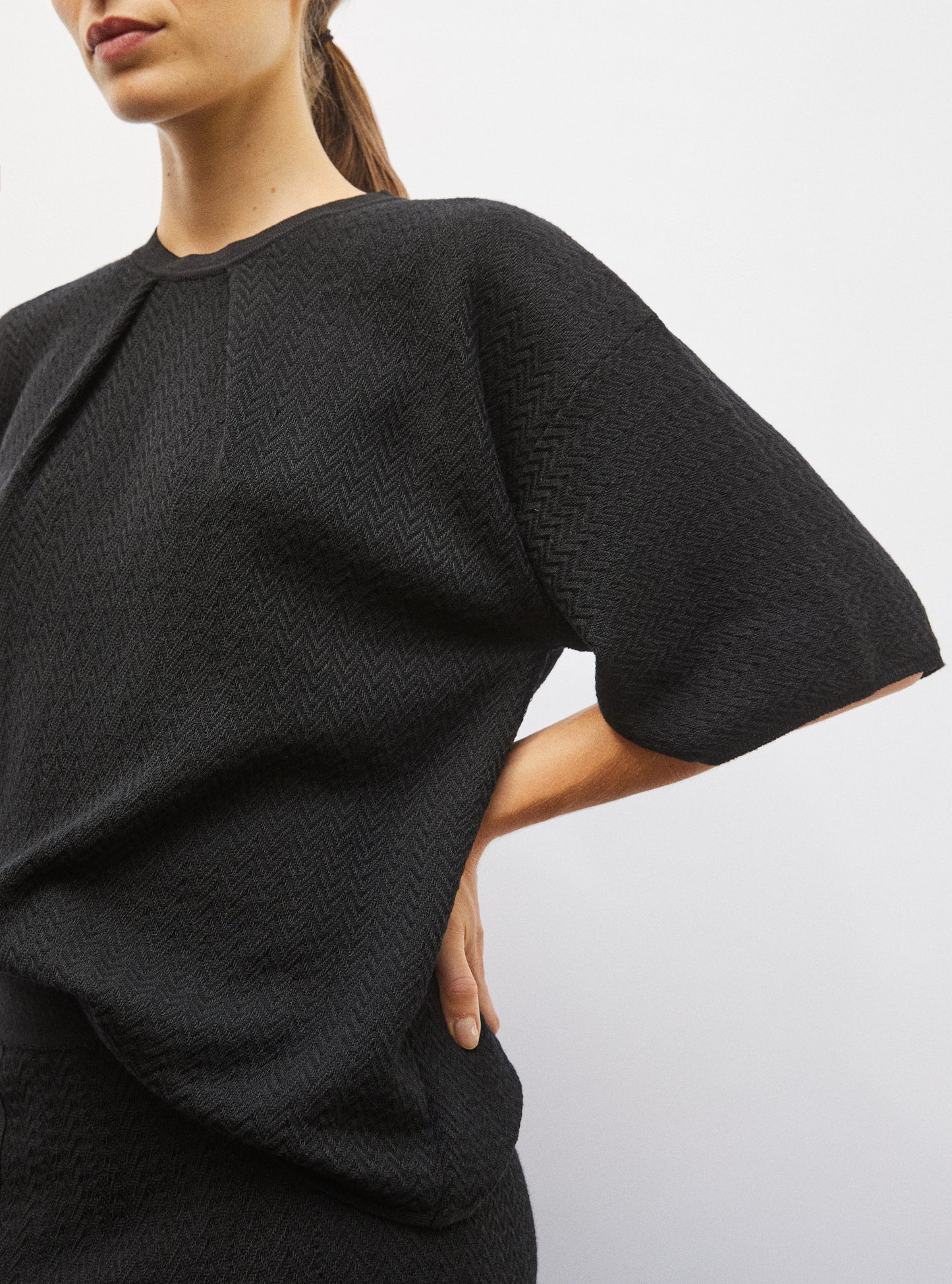 Top fin maille chevron molli noir profond - Molli