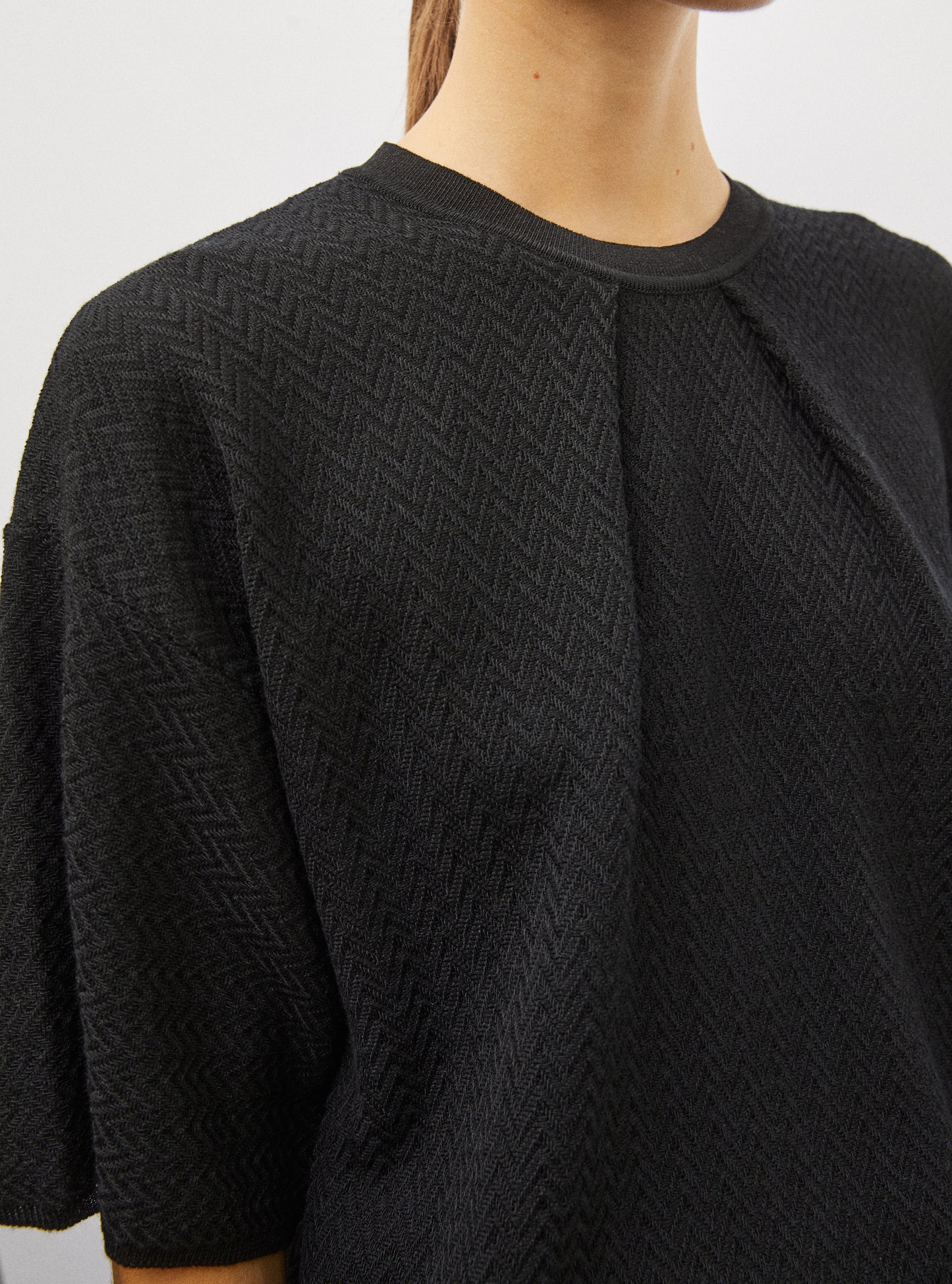 Top en maille de luxe Molli - Top fin maille chevron molli noir profond