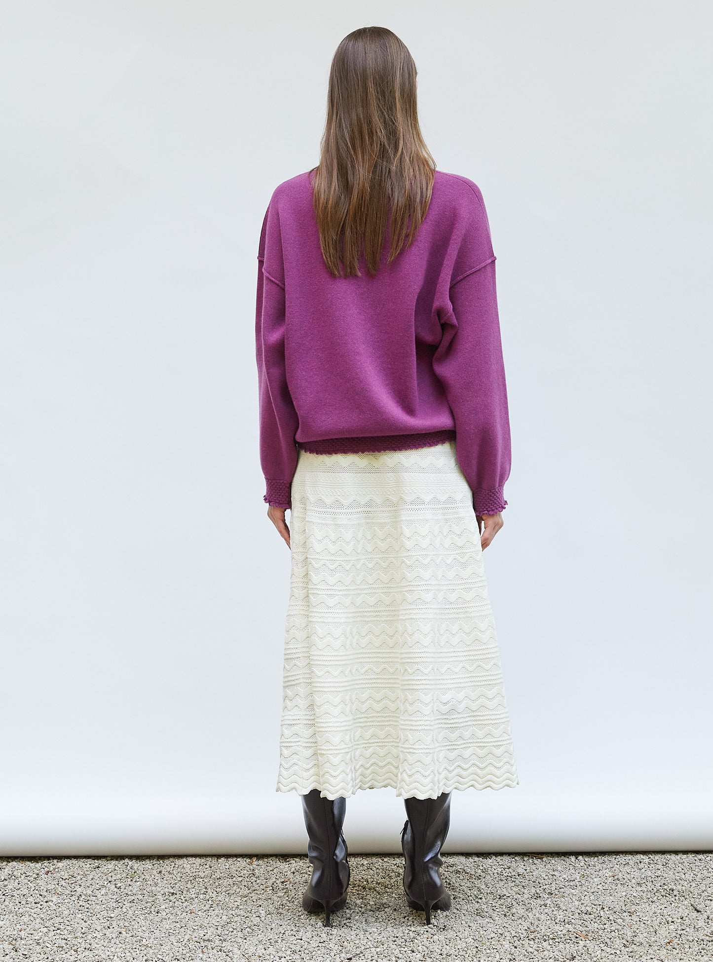 Jupe longue maille croquet Naturel - Jupe de luxe