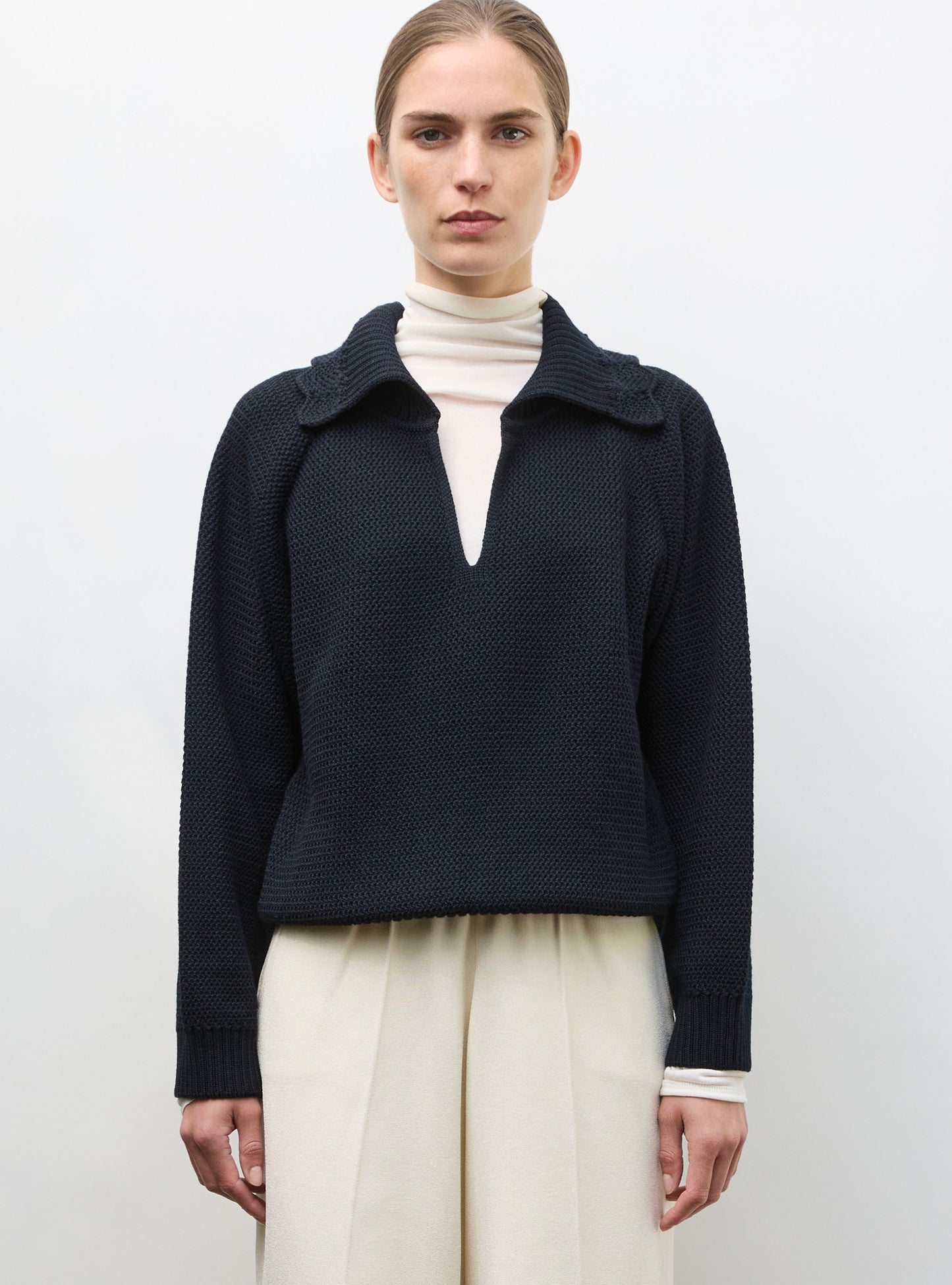 Vareuse en maille ondulée Nuit - Tops, blouses de luxe
