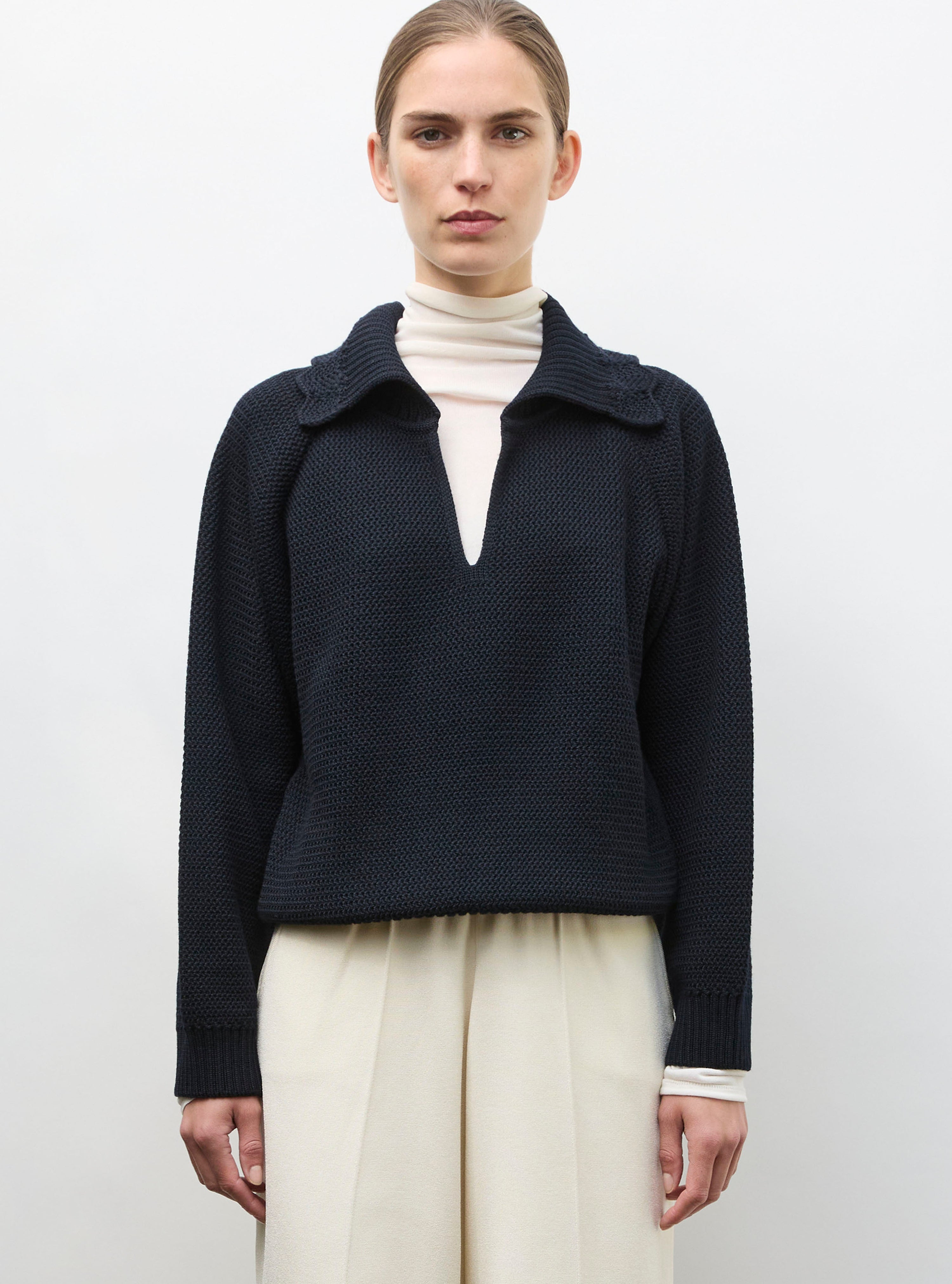Vareuse en maille ondulée Nuit - Tops, blouses de luxe
