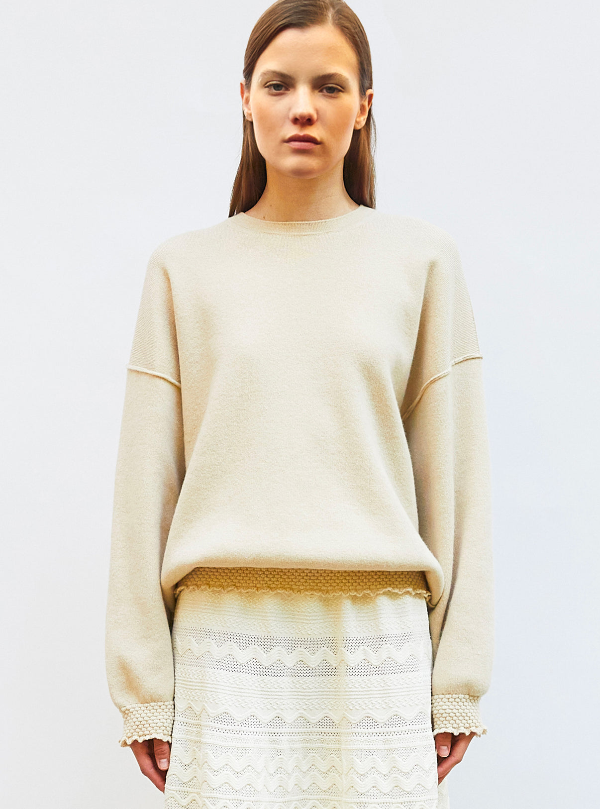 Sweat loose finitions  dune - Vêtement en maille de luxe Molli