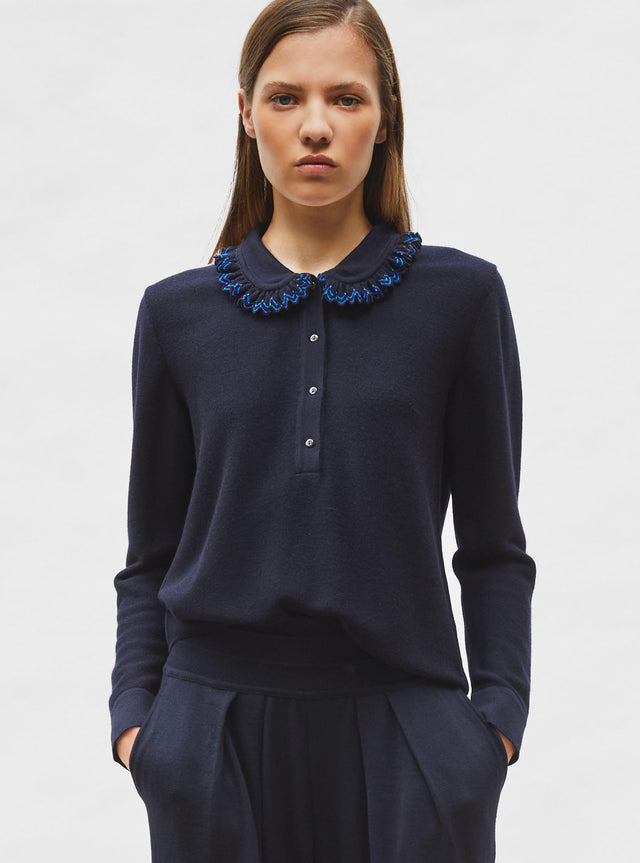 chemise en maille col volanté - Image principale