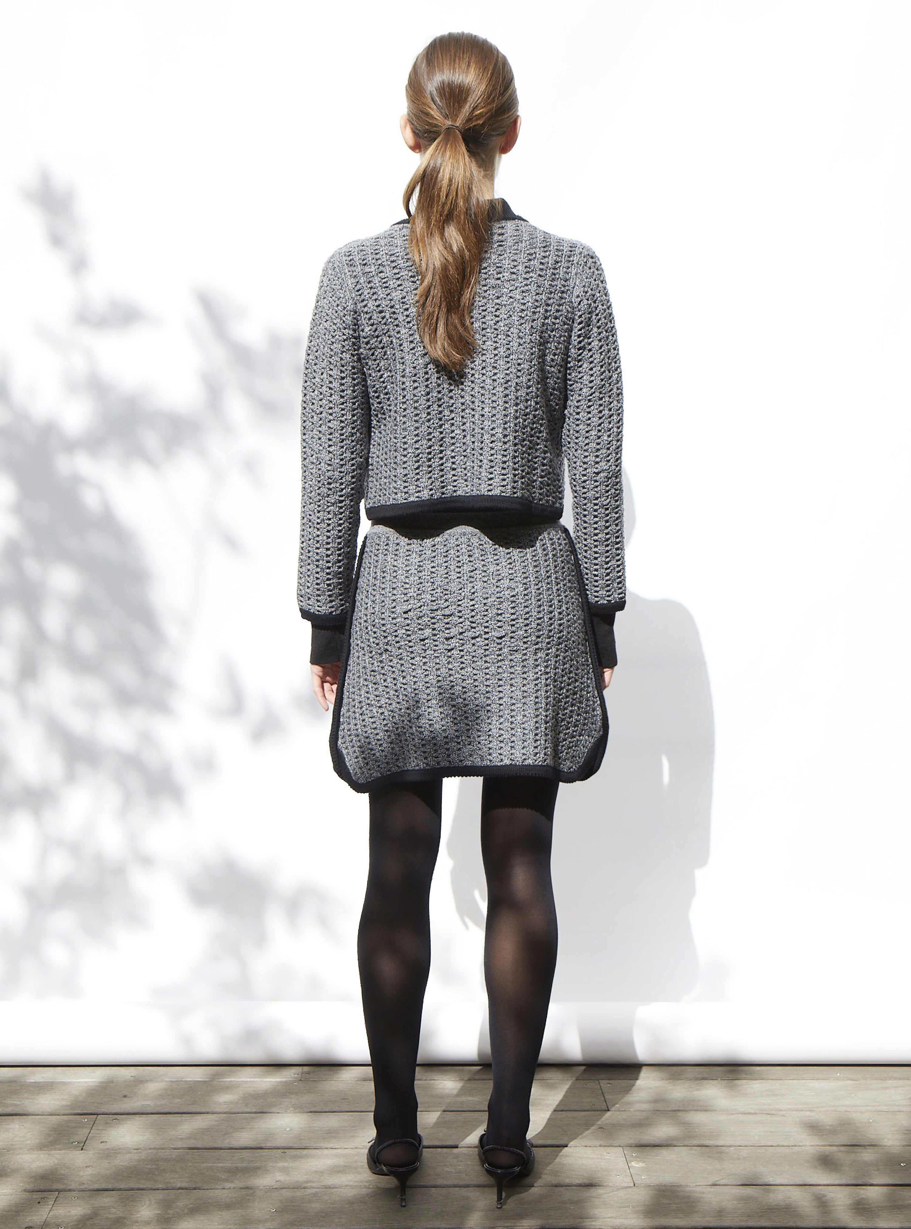 Veste courte maille tweedée noir mouliné - Molli