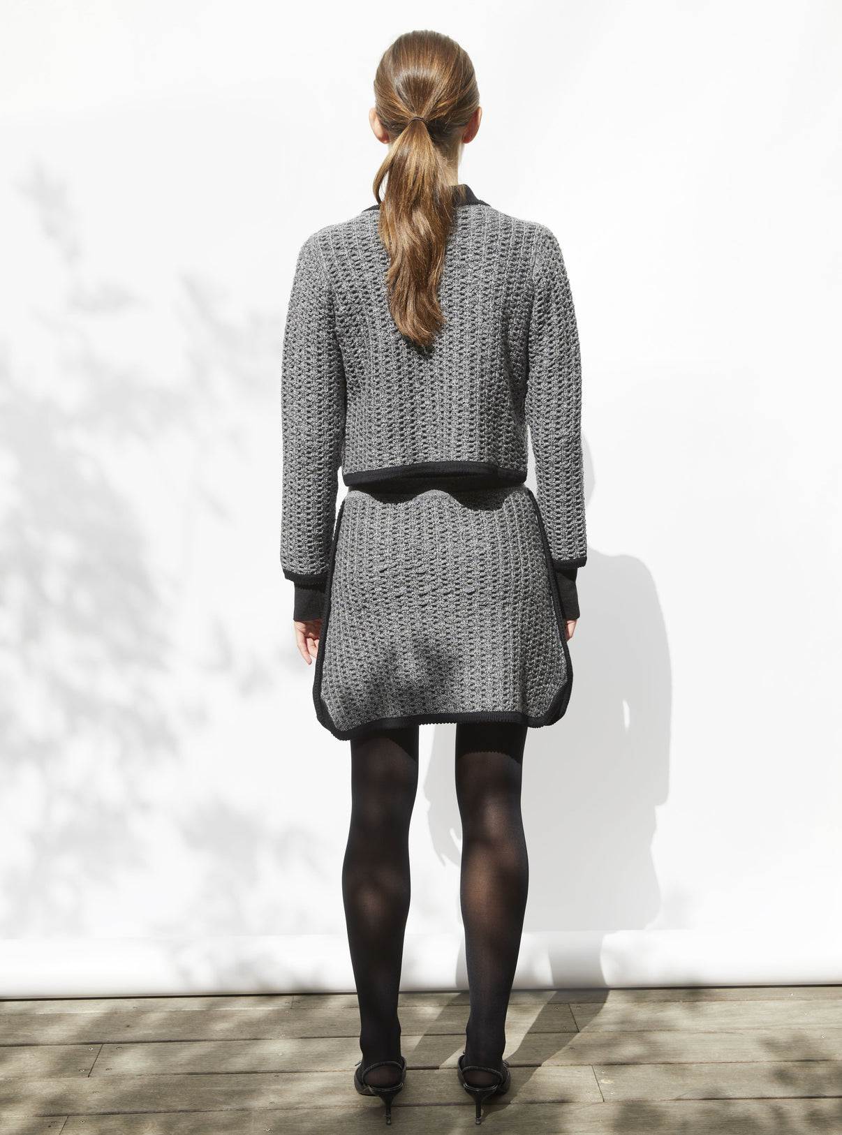 Jupe courte maille tweedée Noir mouliné - Vêtement en maille de luxe femme