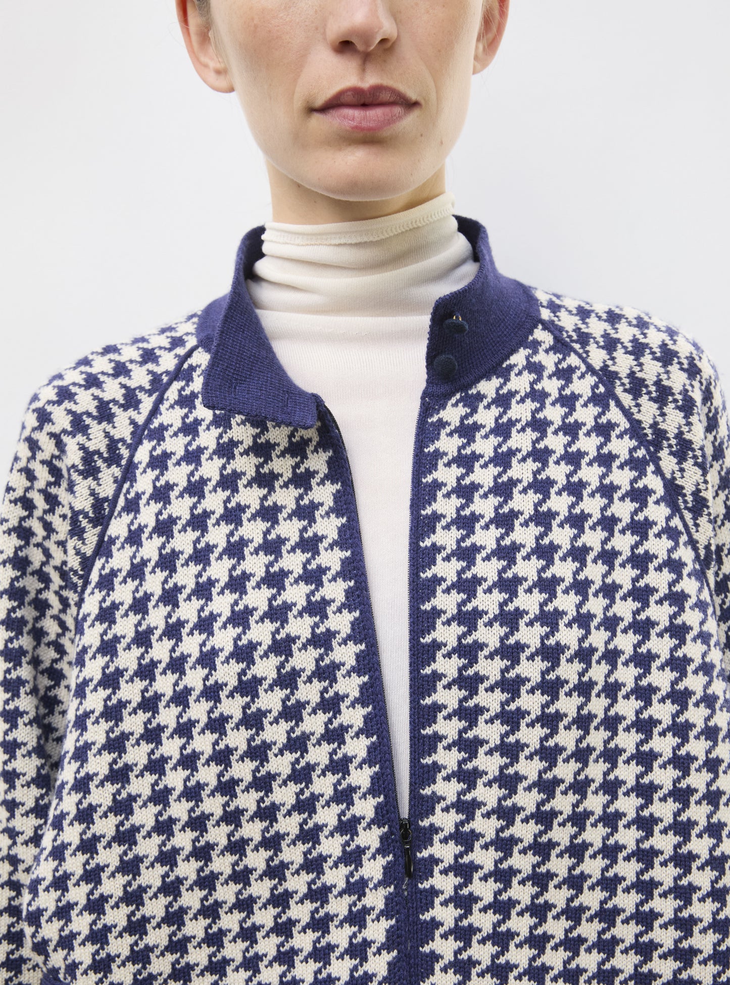 Veste en maille de luxe Molli - Veste ample zippée col montant  indigo dune