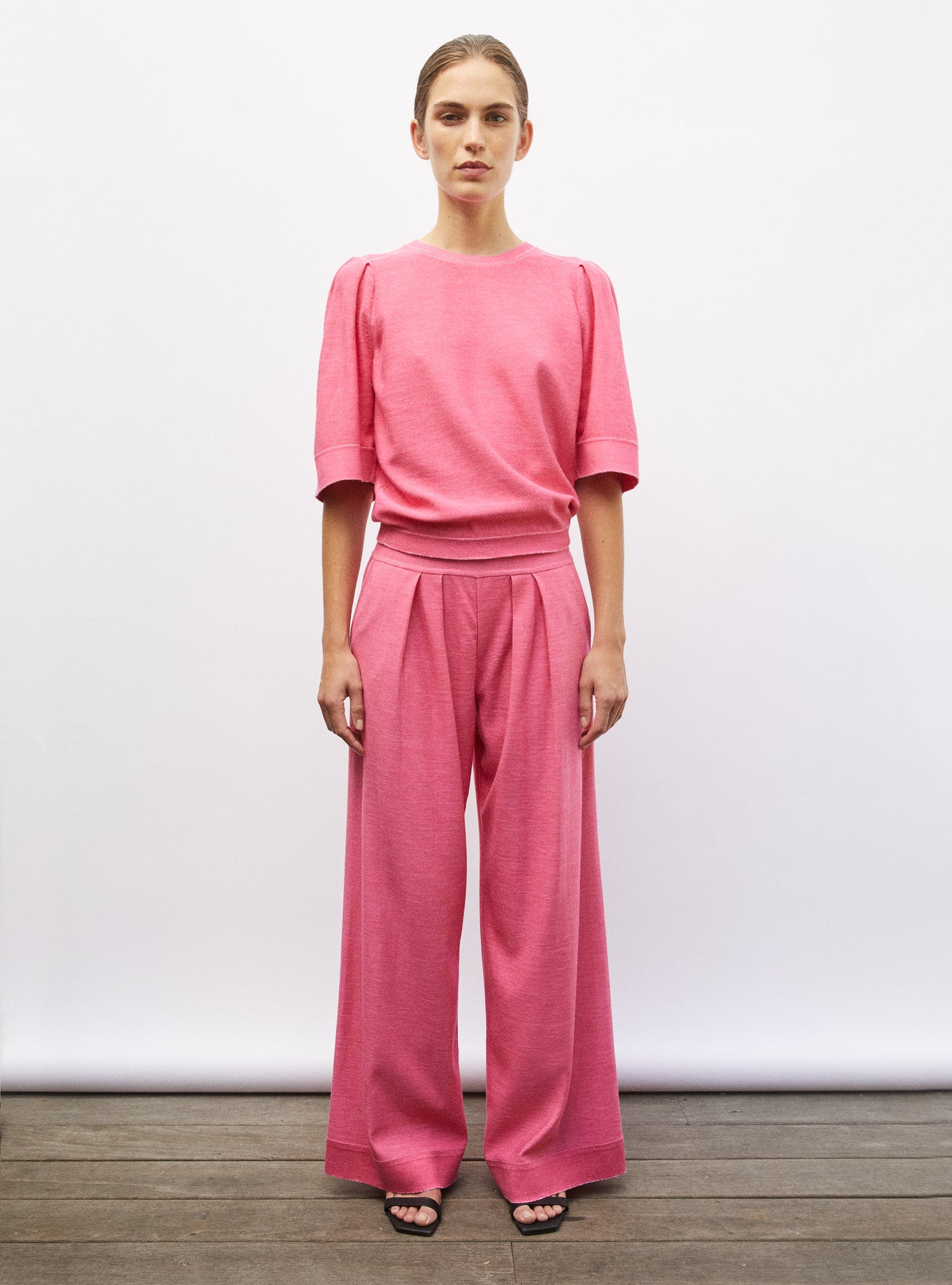 Pantalon fluide maille pink denim - Vêtement en maille de luxe Molli