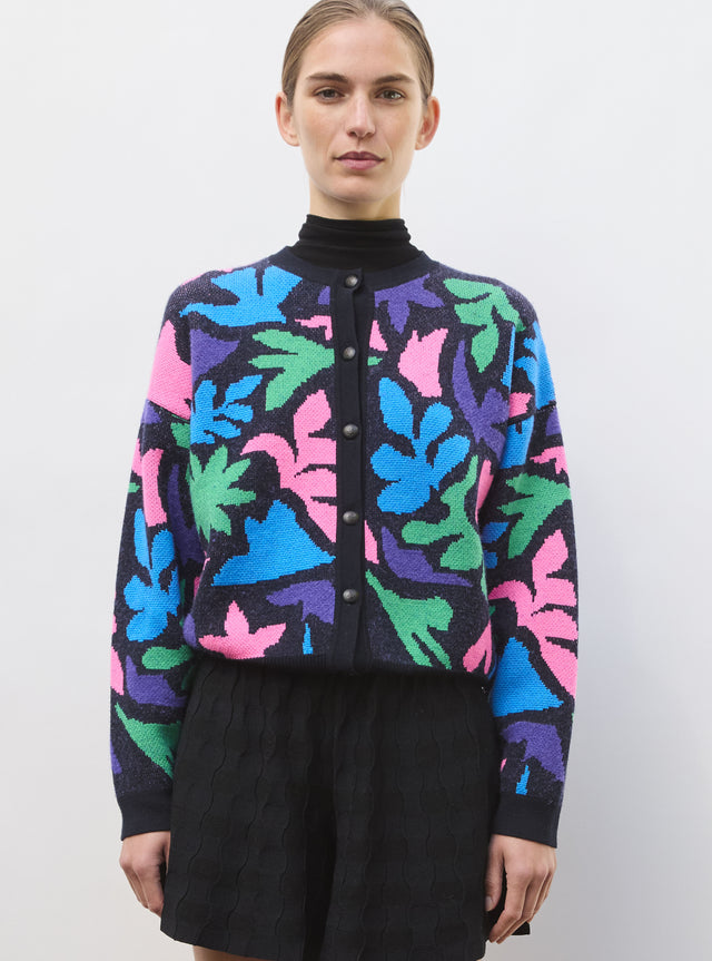 Cardigan jacquard multicolore - Image principale