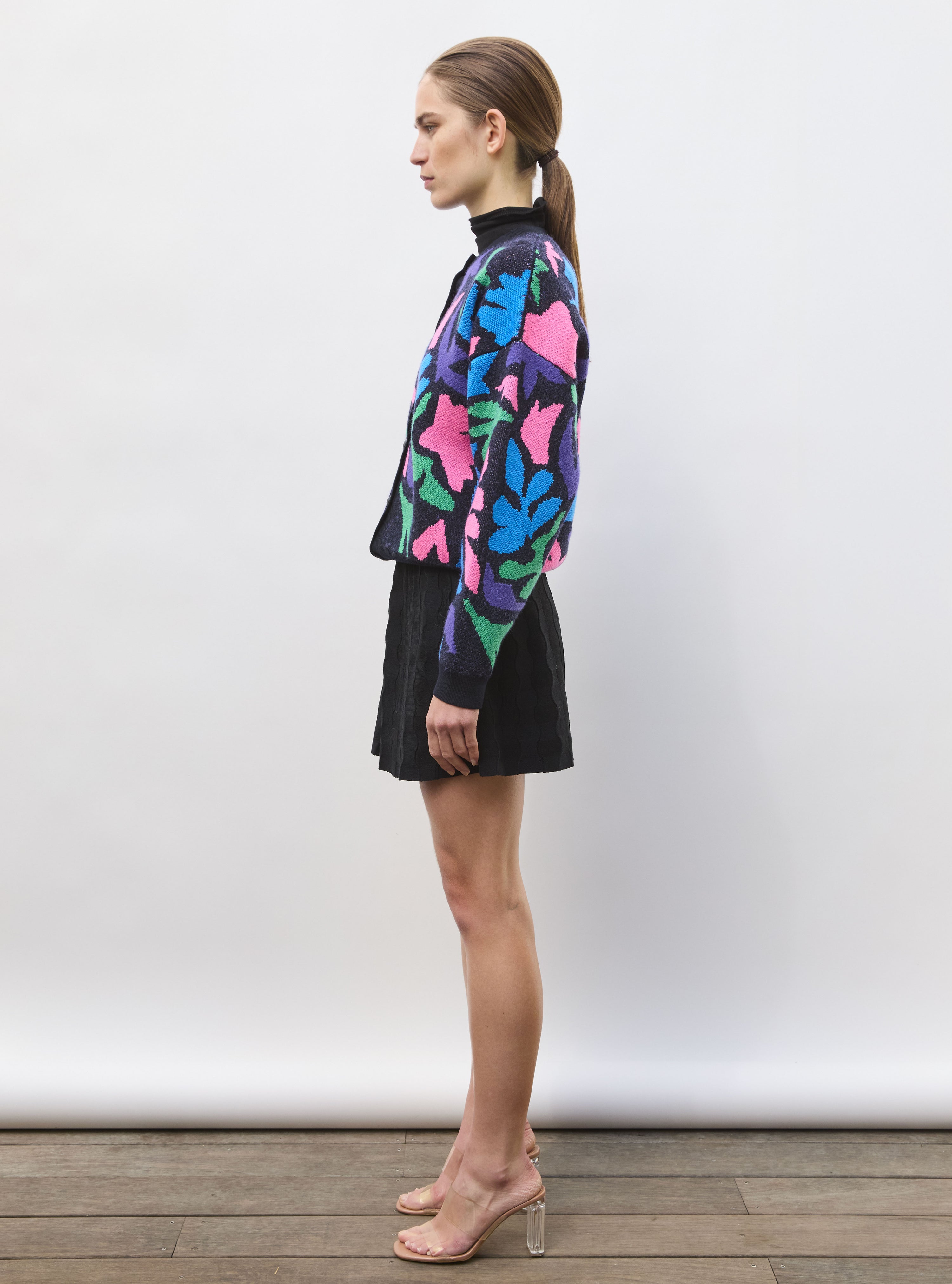 Cardigan jacquard multicolore indigo-multi - Top de luxe
