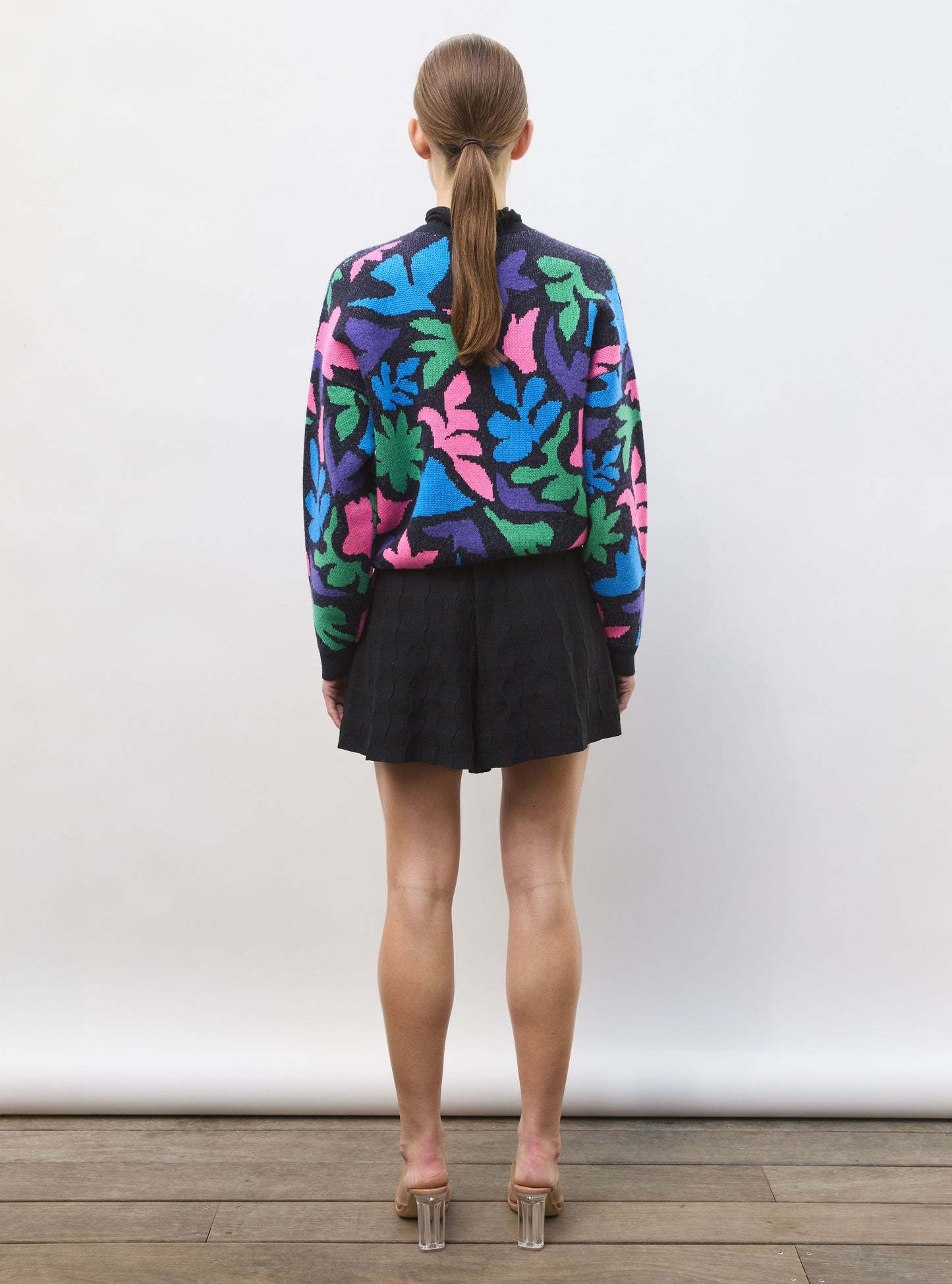 Top de luxe femme - Cardigan jacquard multicolore indigo-multi
