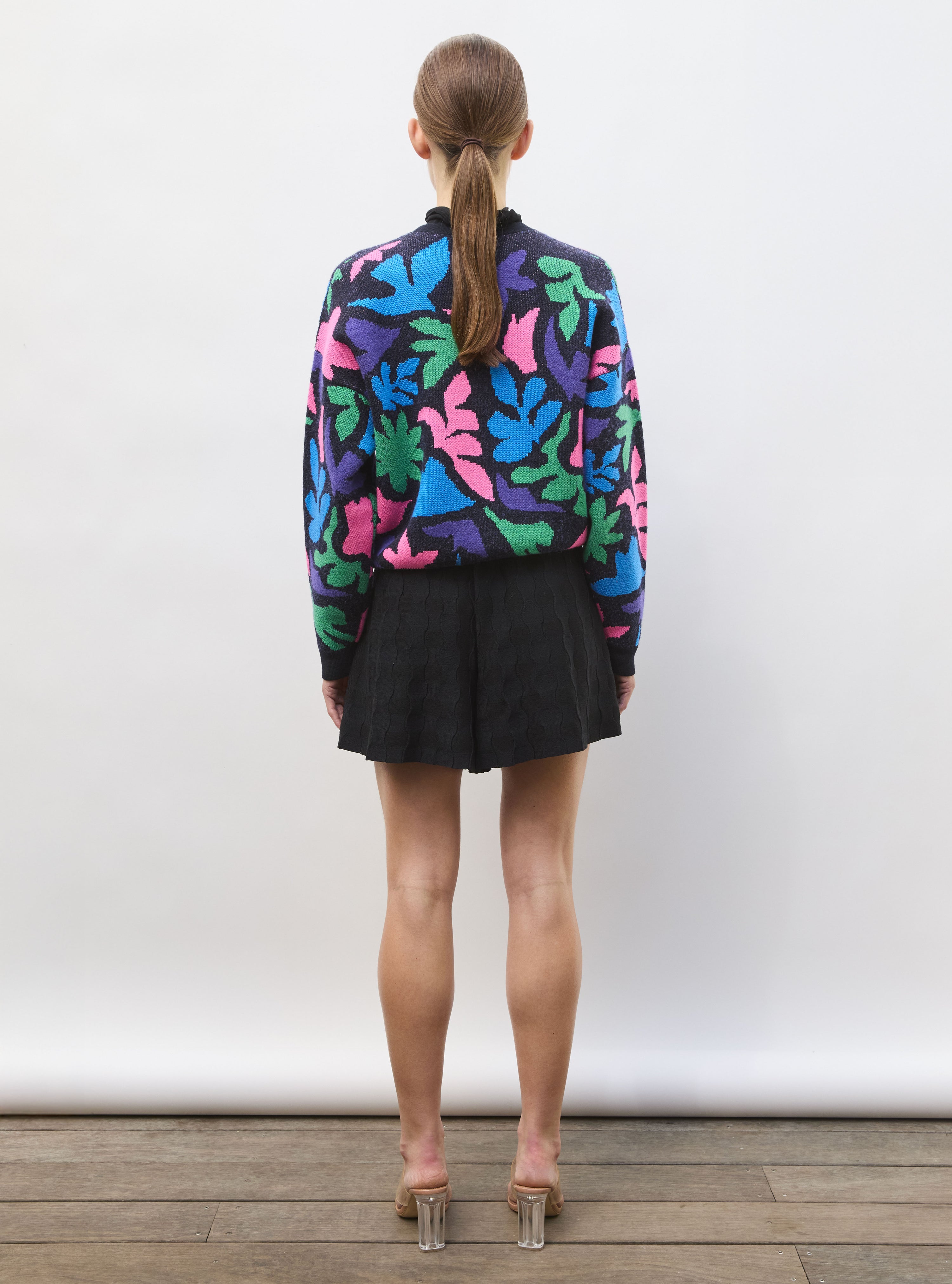 Top de luxe femme - Cardigan jacquard multicolore indigo-multi