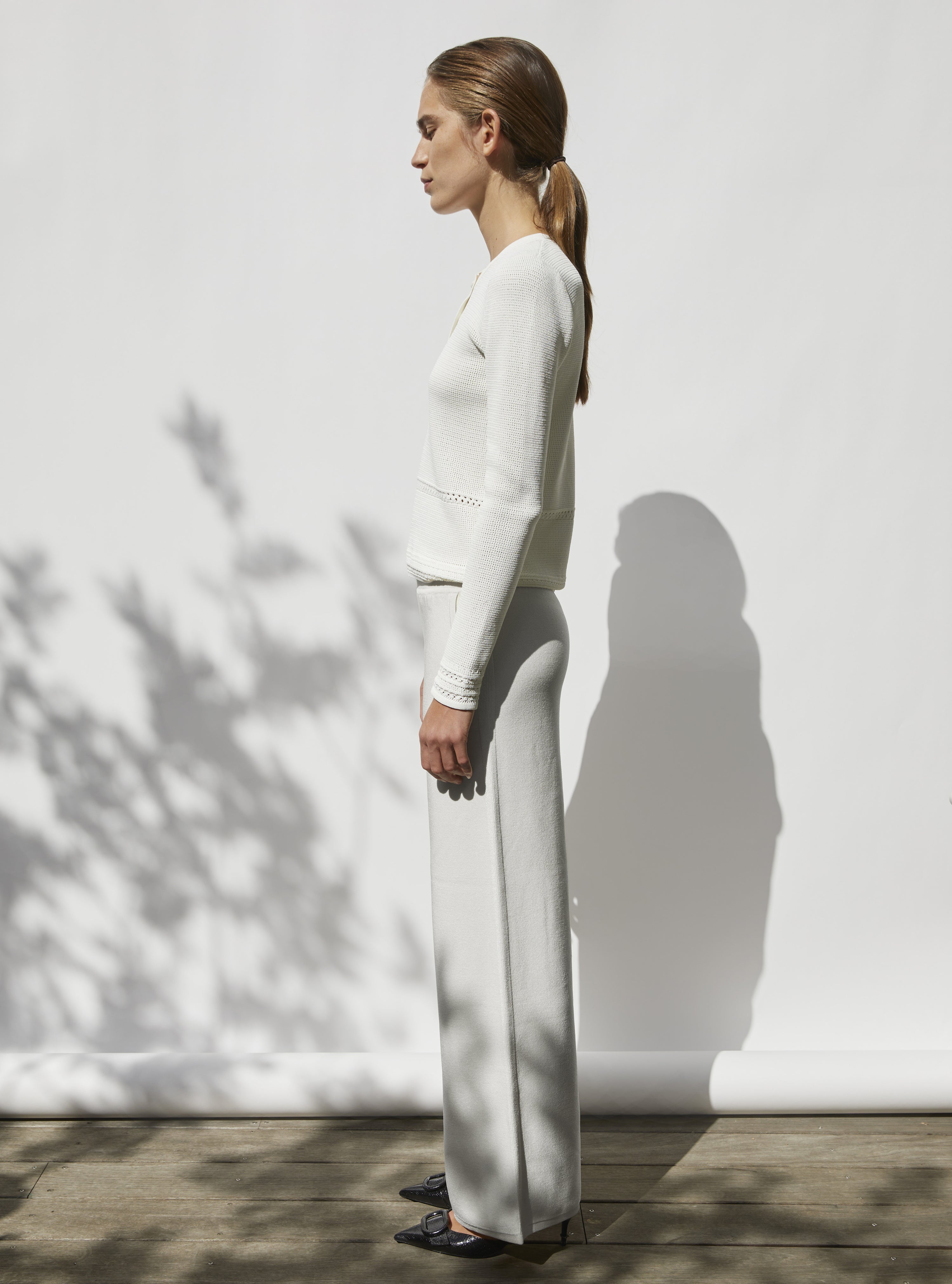 Top couture maille résille naturel - Top de luxe