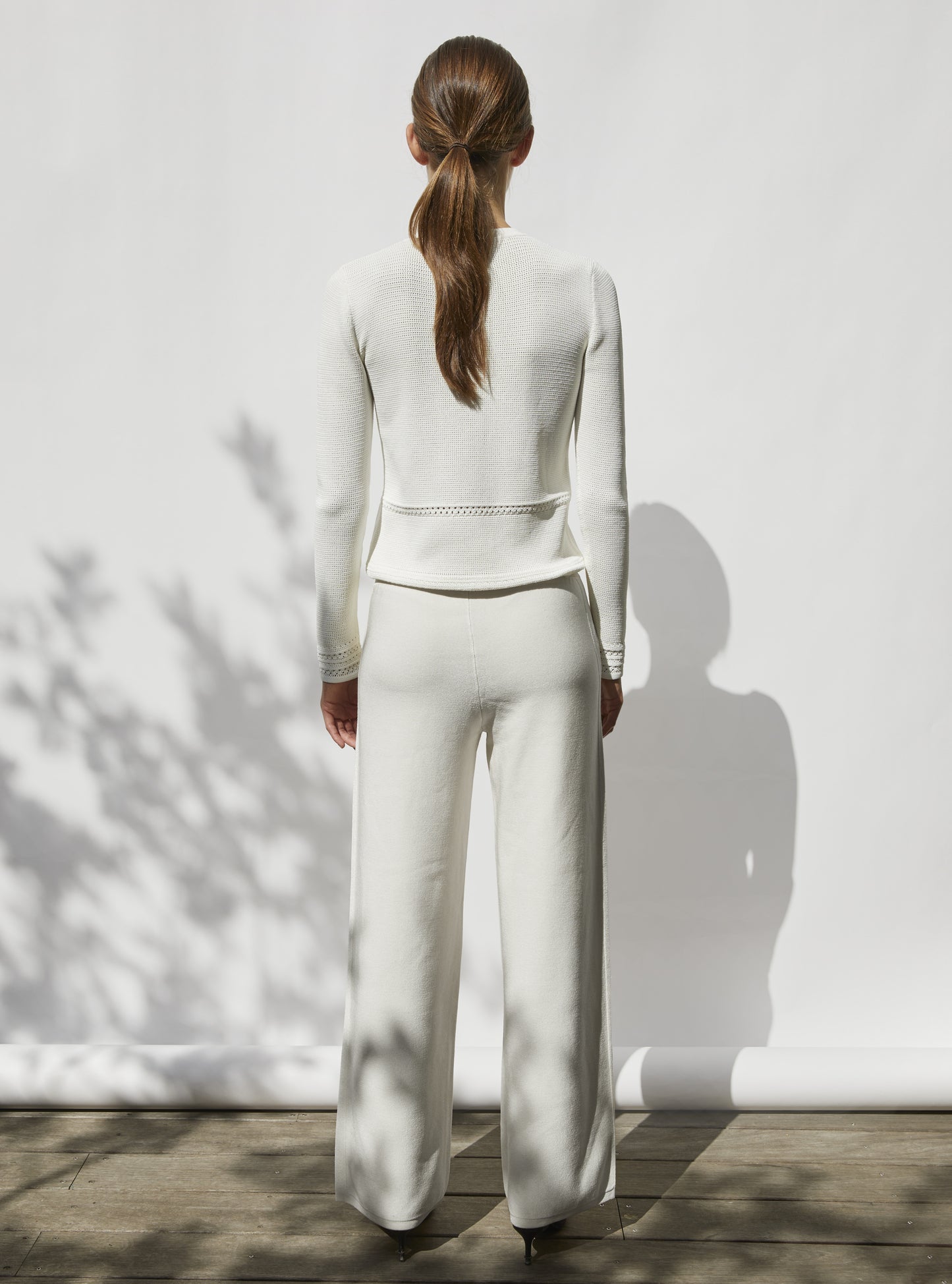 Pantalon taille haute maille jersey Milk - Vêtement de luxe femme