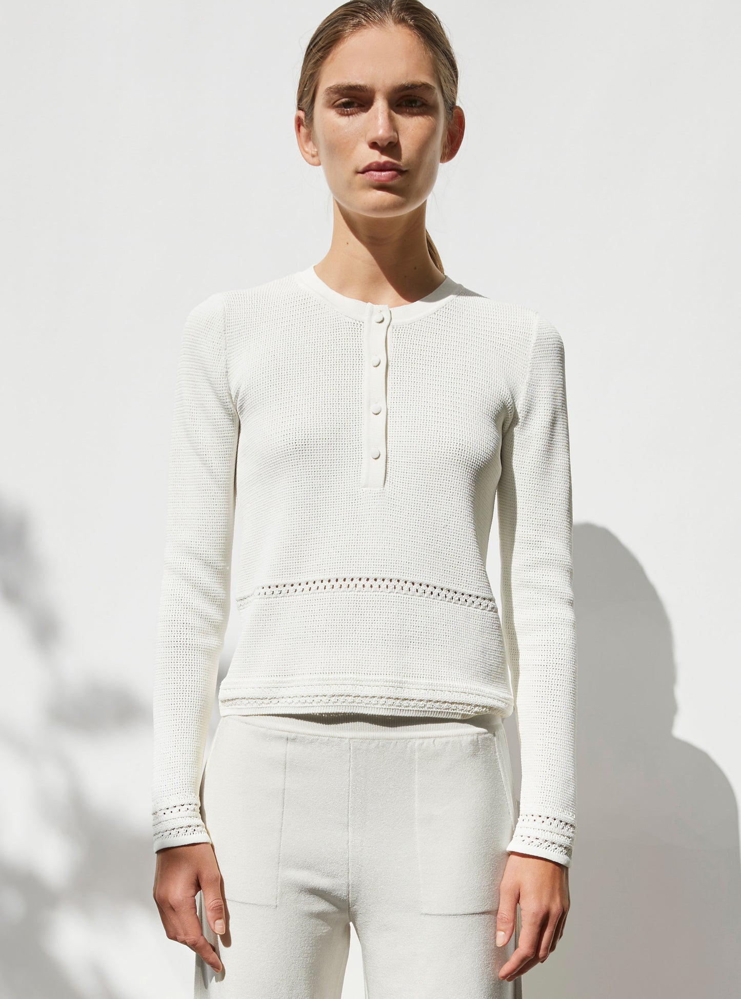 Top couture maille résille naturel - Vêtement en maille de luxe Molli