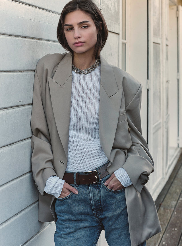 fine pointelle knit top - Image principale