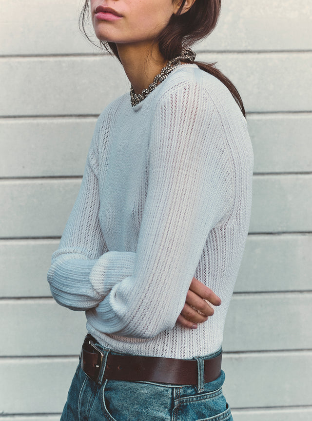 fine pointelle knit top - Image principale