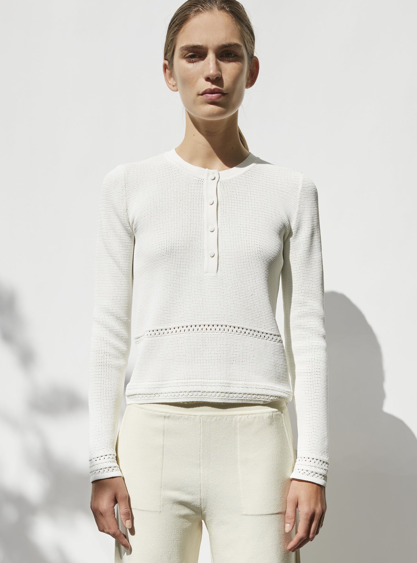 Top couture maille résille naturel - Vêtement en maille de luxe Molli
