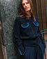 Veste maille brodée main nuit - Molli
