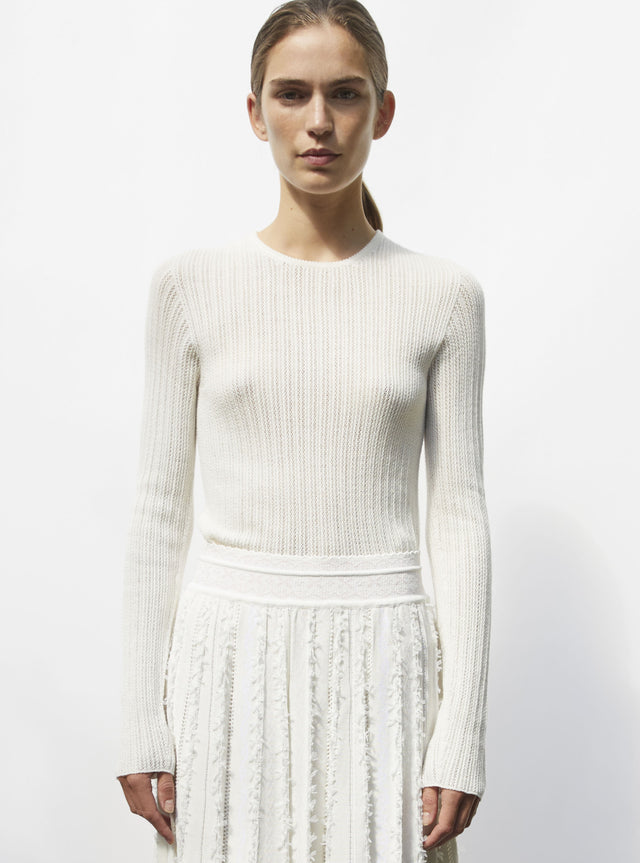 fine pointelle knit top - Image principale