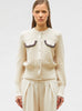 Tops de luxe femme - Veste maille brodée main Dune