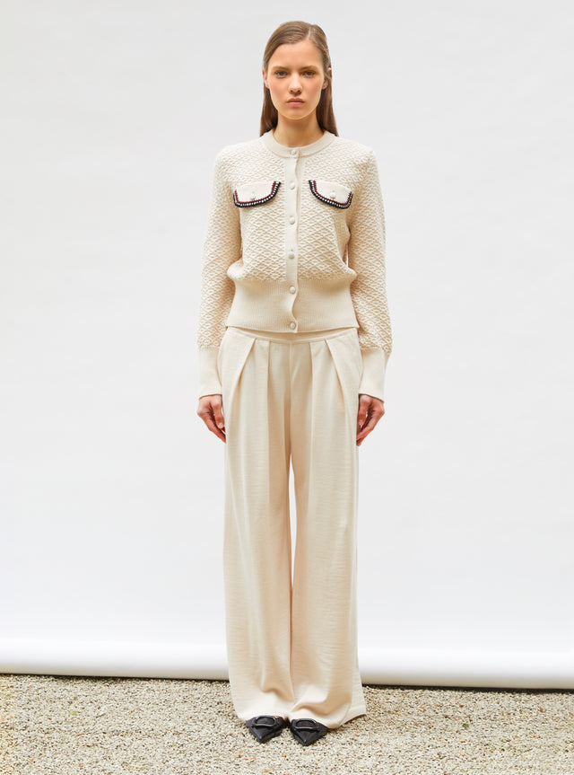 veste maille brodée main - Image principale