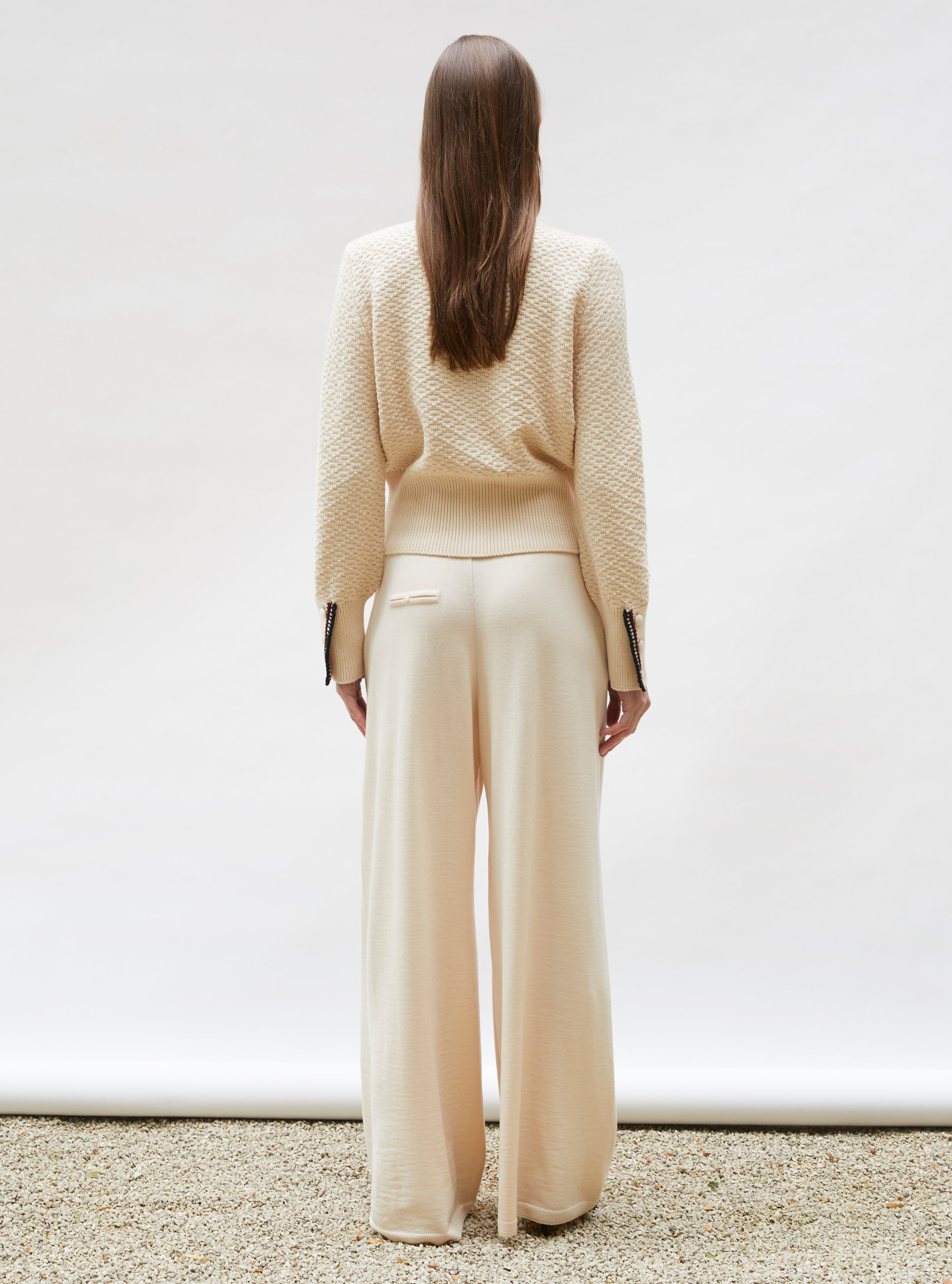 Pantalon de luxe femme - Pantalon fluide maille fine jersey Dune