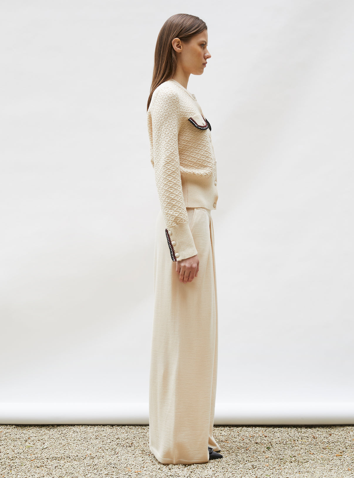 Veste maille brodée main Dune - Molli