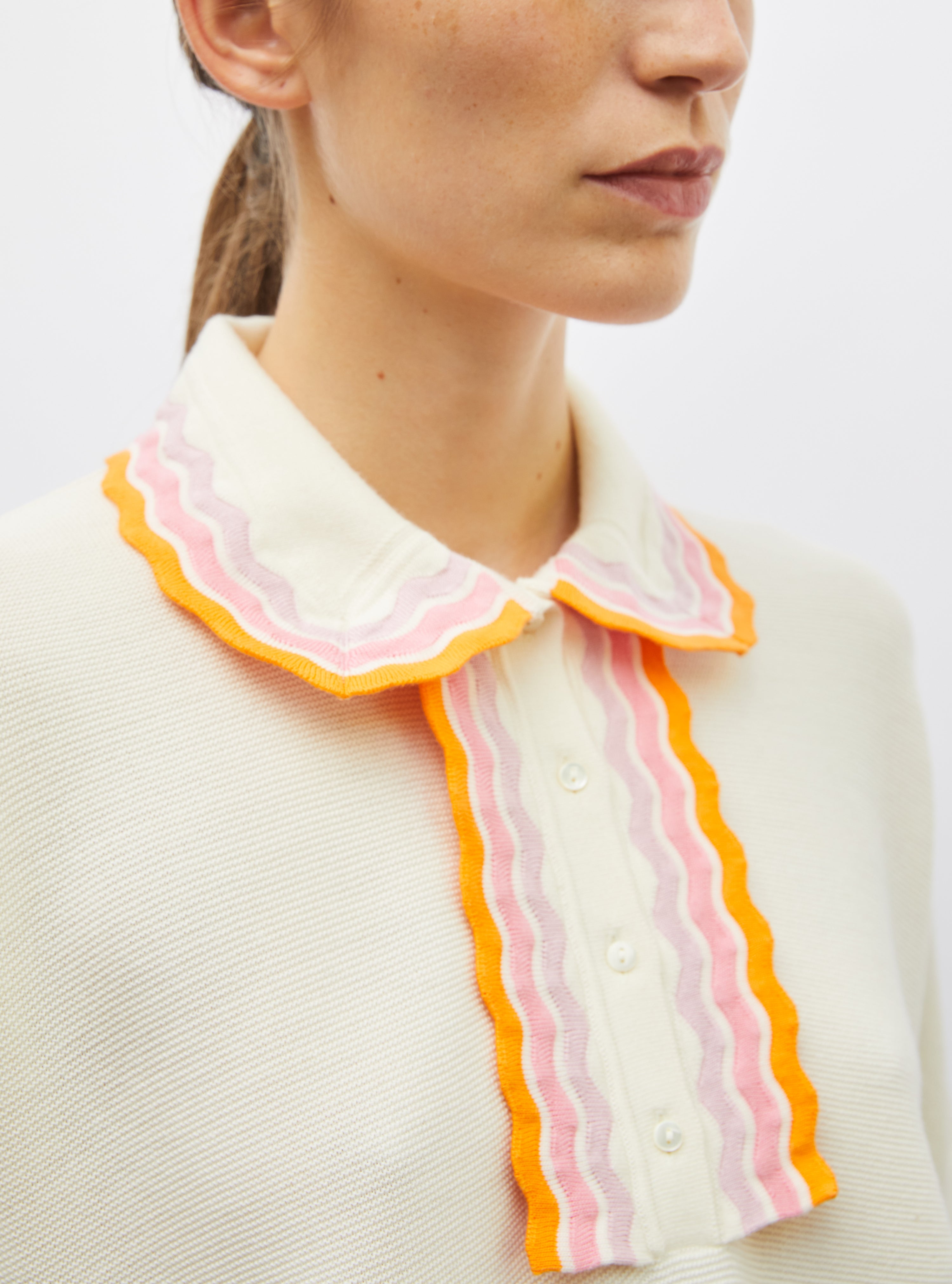 Top ample maille col croquet naturel-multi rose - Molli