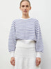 Pull manches blousantes milk-bleu faience - Vêtement de luxe femme
