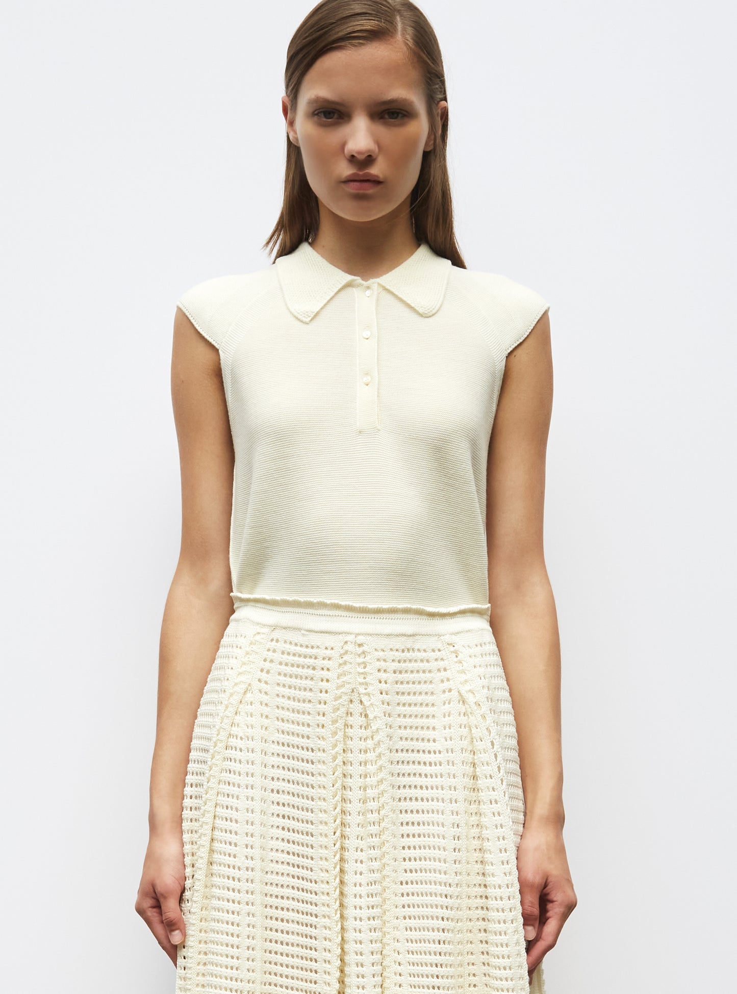 Tops de luxe femme - Top à petit col point de riz