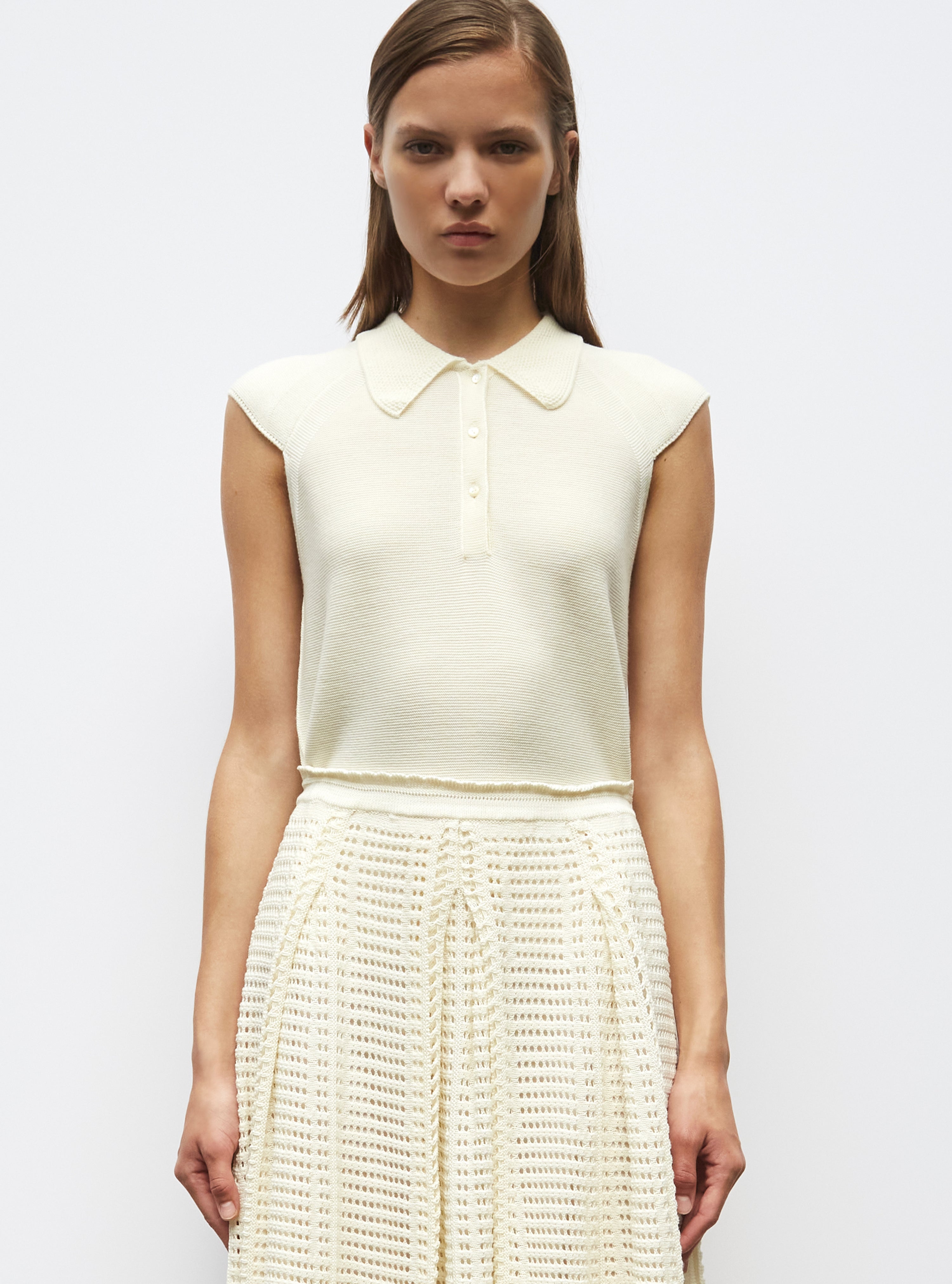 Tops de luxe femme - Top à petit col point de riz