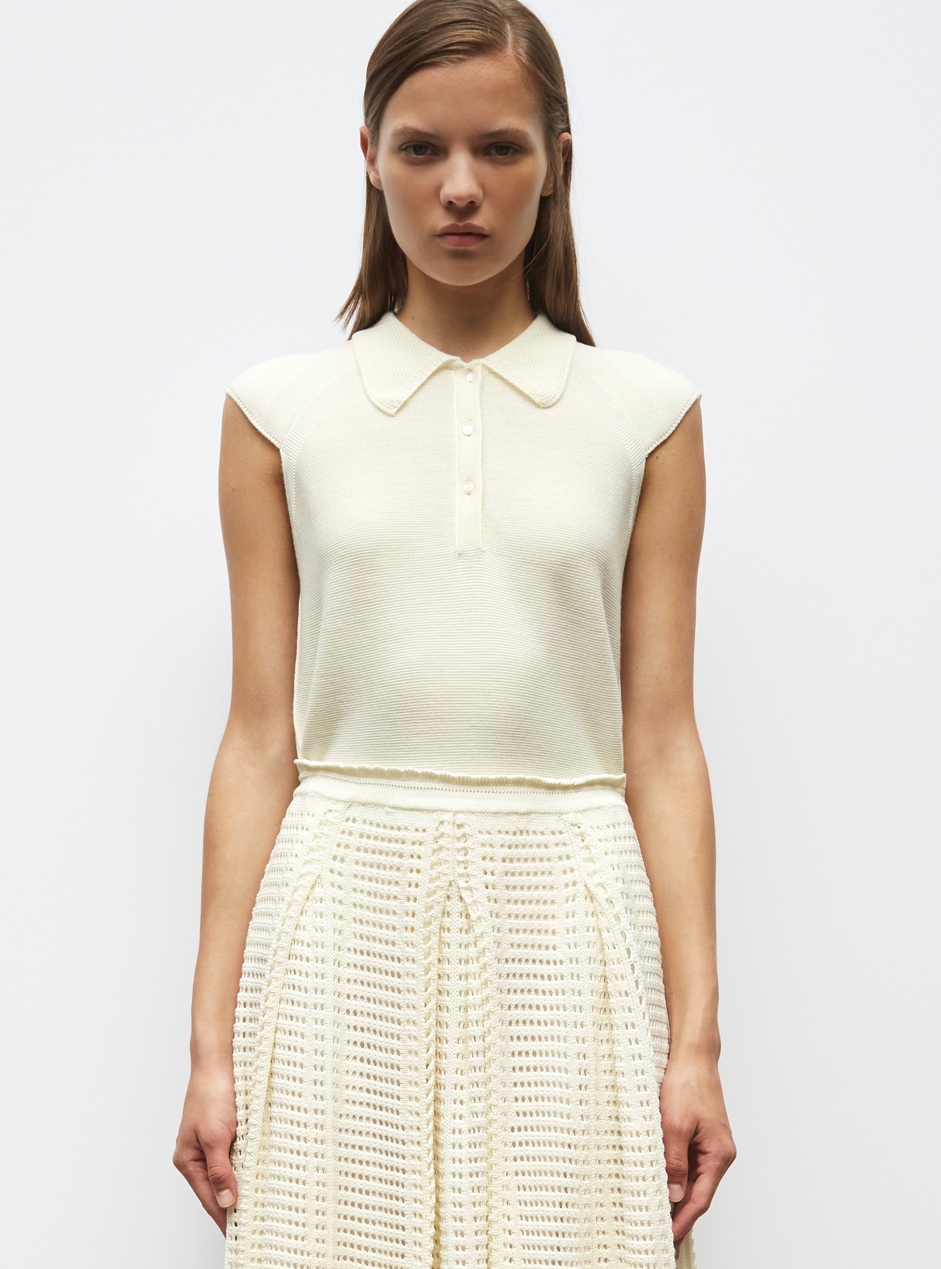 Tops de luxe femme - Top à petit col point de riz
